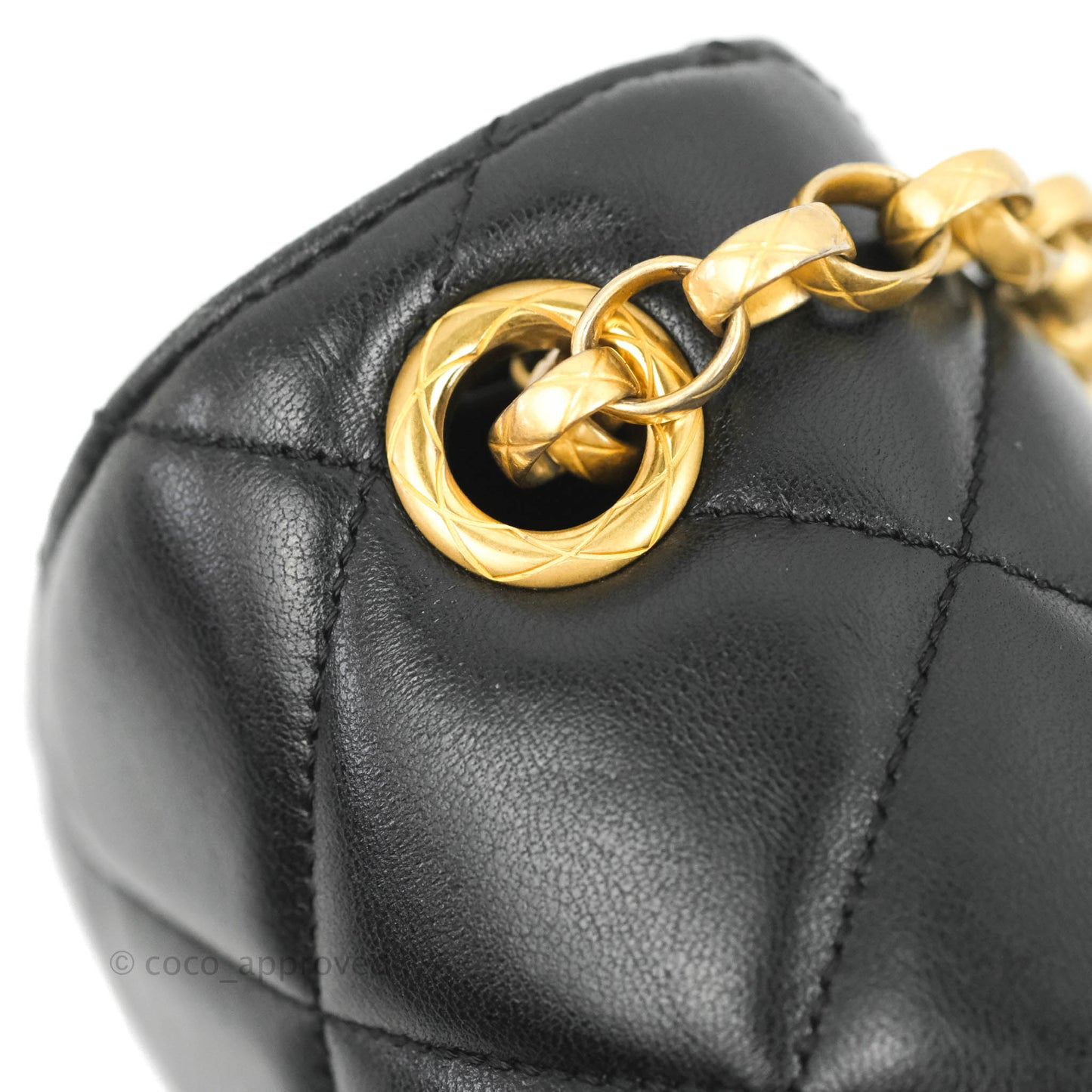 Chanel Quilted Square Flap Bijoux Chain Strap Black Aged Gold Hardware