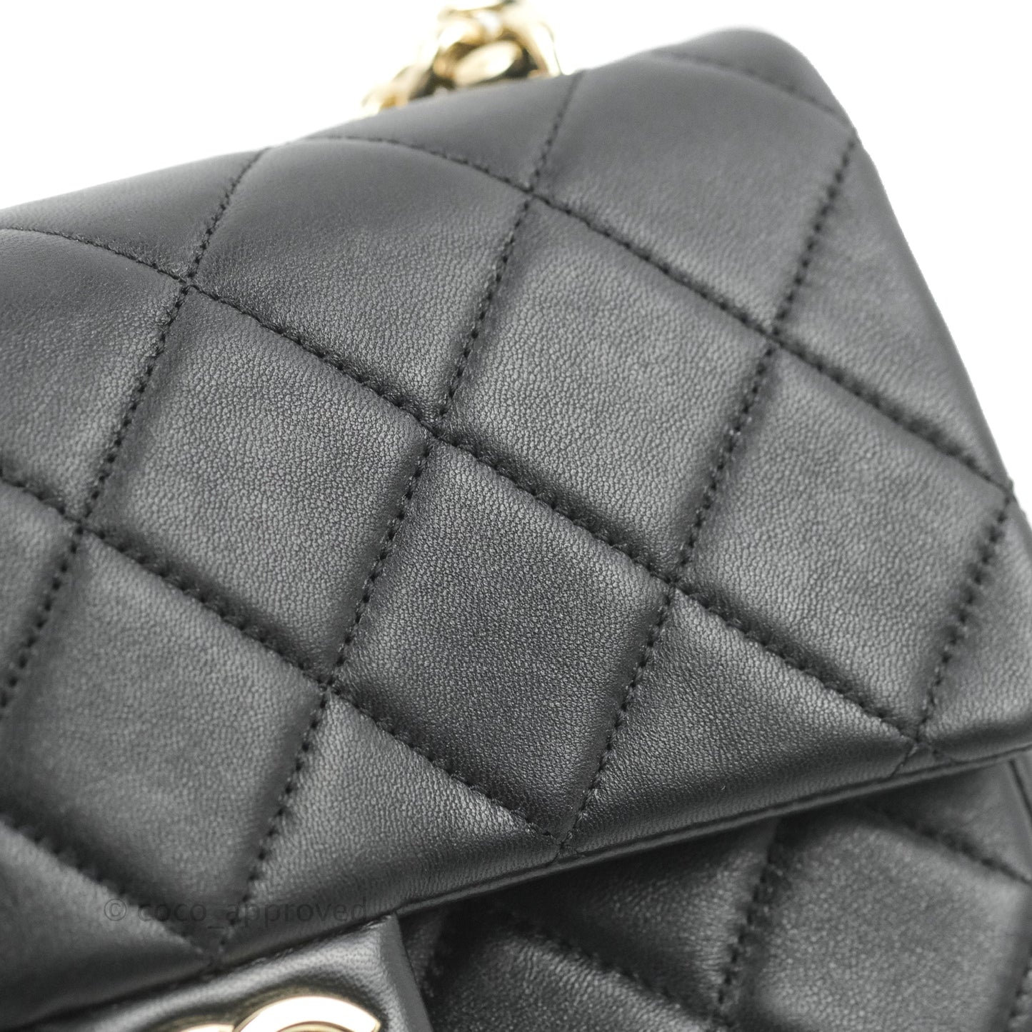 Chanel Quilted Resin Bi-Color Chain Flap Bag Black Lambskin