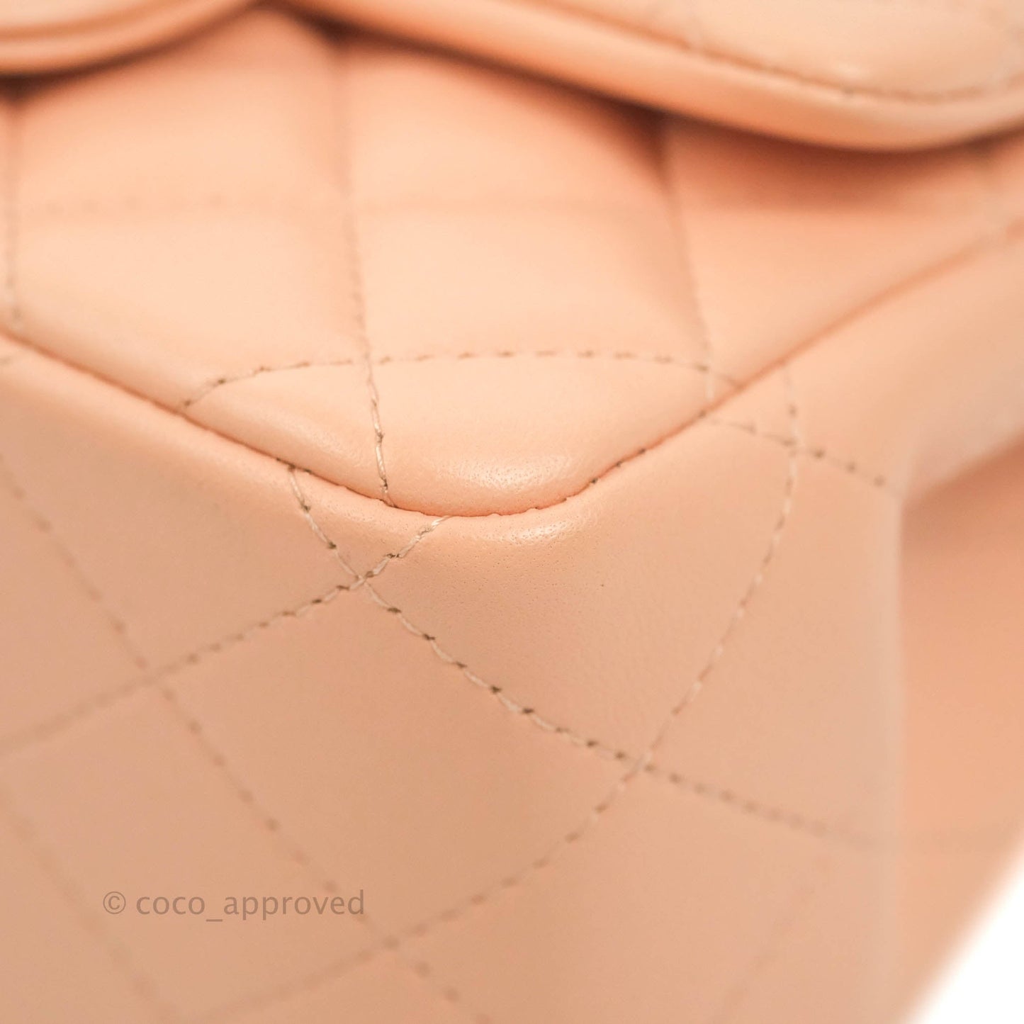 Chanel Quilted Mini Square Lambskin Light Beige Pink Gold Hardware