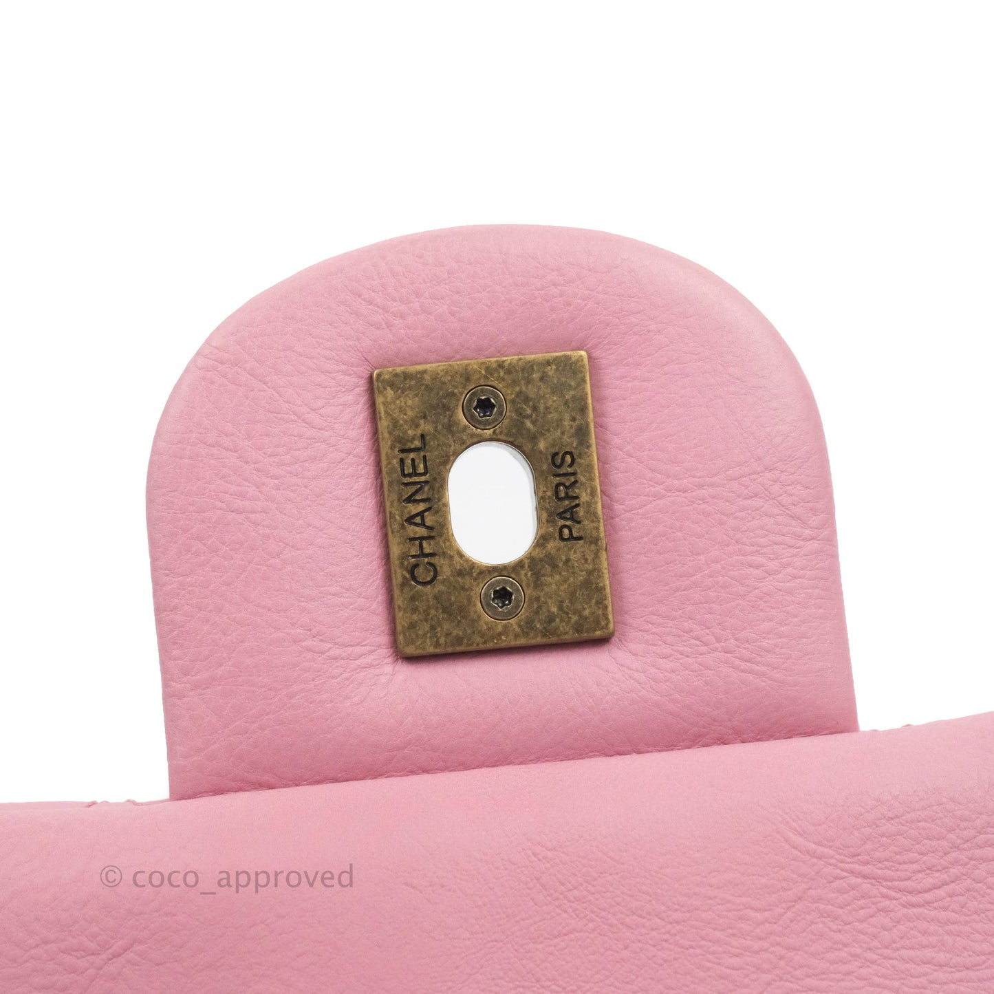 Chanel CC Crown Flap Pink Calfskin Antique Gold Hardware