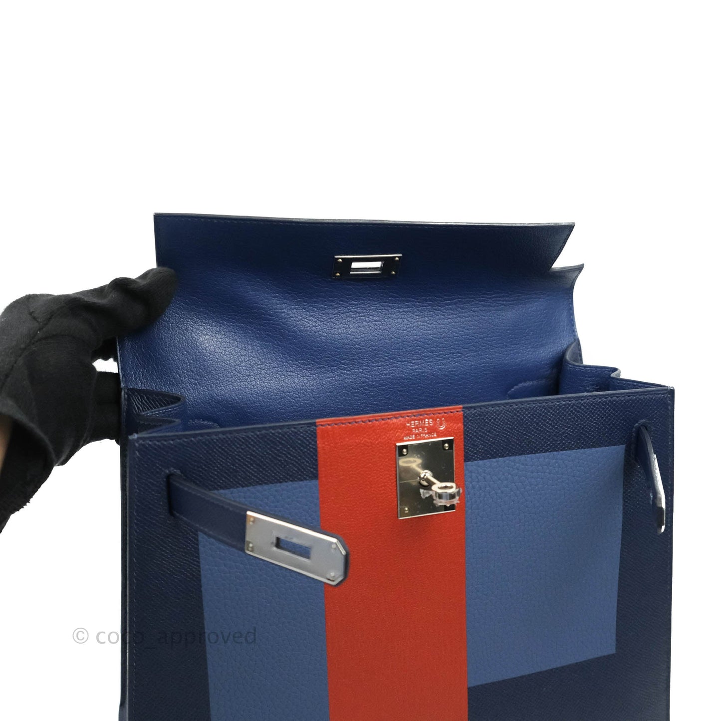 Hermès Kelly 28 Blue Epsom Palladium Hardware "Letter" Collection Limited Edition