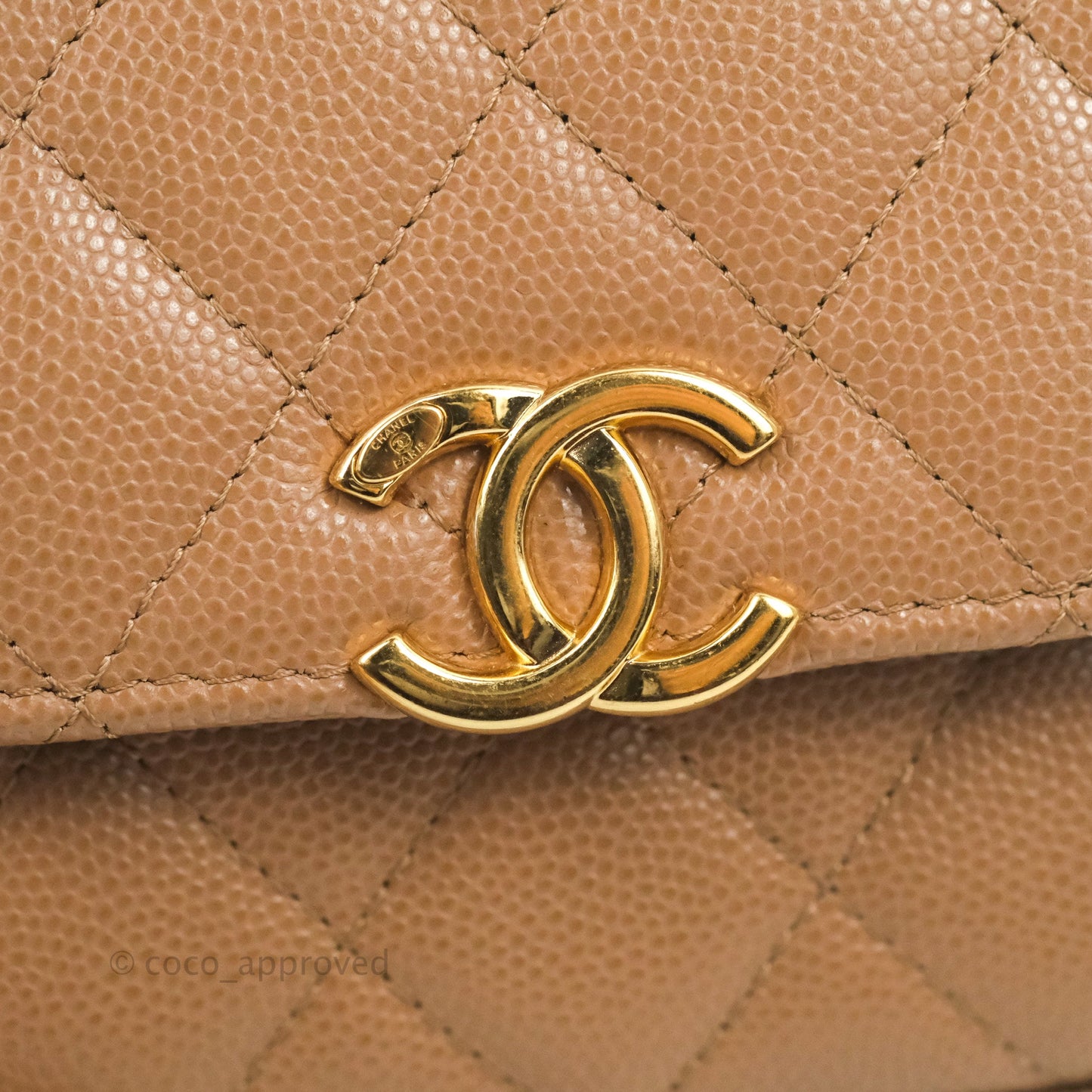 Chanel CC Chain Clutch with Chain Beige Caviar Gold Hardware