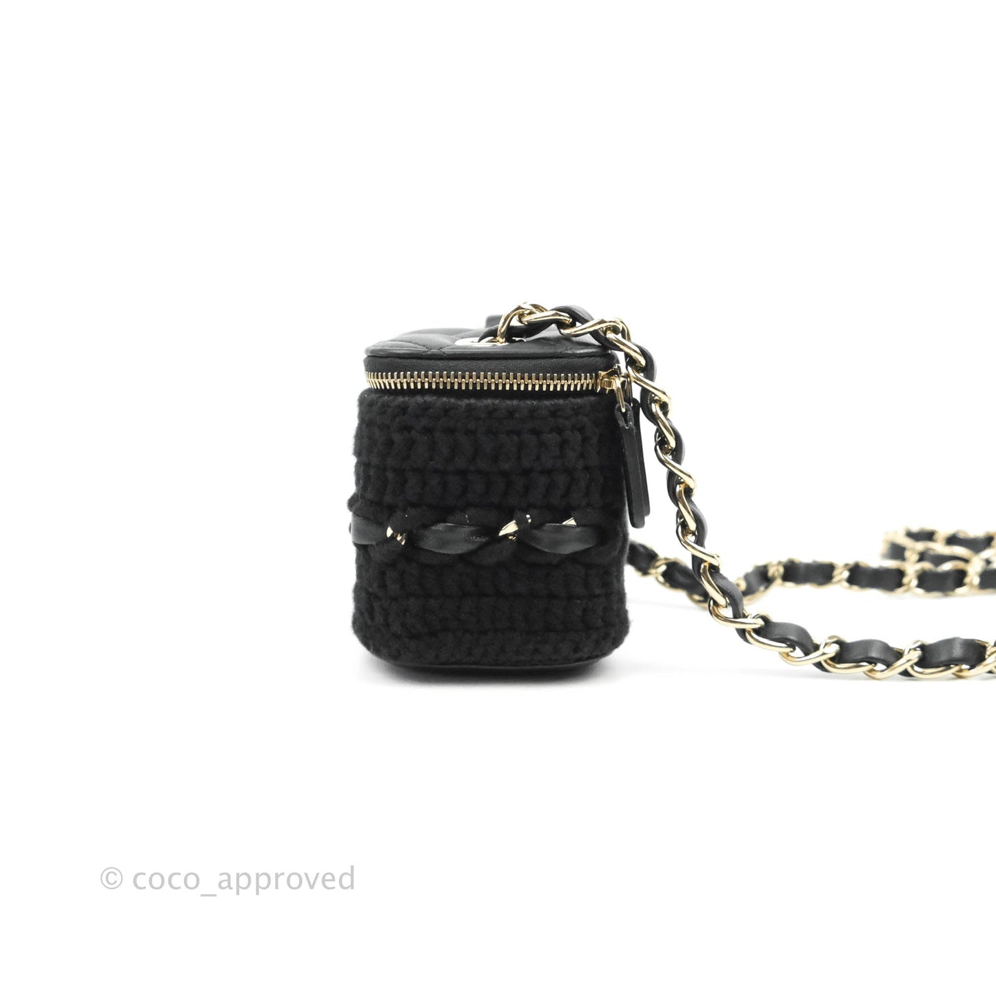 Chanel Mini Vanity With Chain Black Lambskin Crochet Gold Hardware