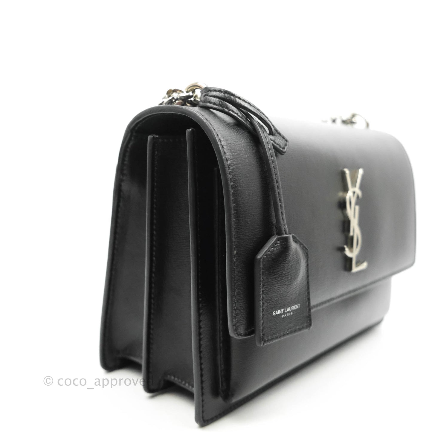 Saint Laurent Sunset Medium Black Calfskin Silver Hardware