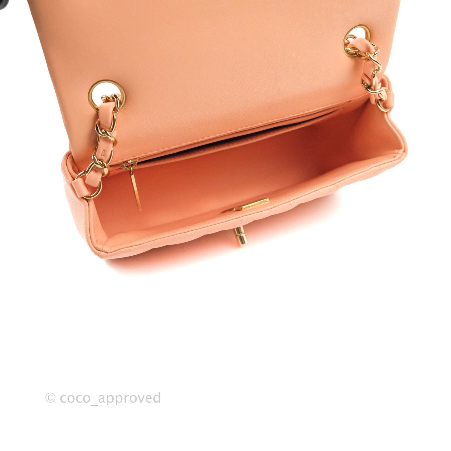 Chanel Quilted Mini Rectangular Flap Orange Clair Lambskin Gold Hardware