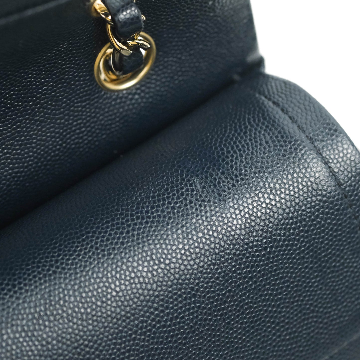 Chanel Classic M/L Medium Flap Quilted Navy Caviar Gold Hardware