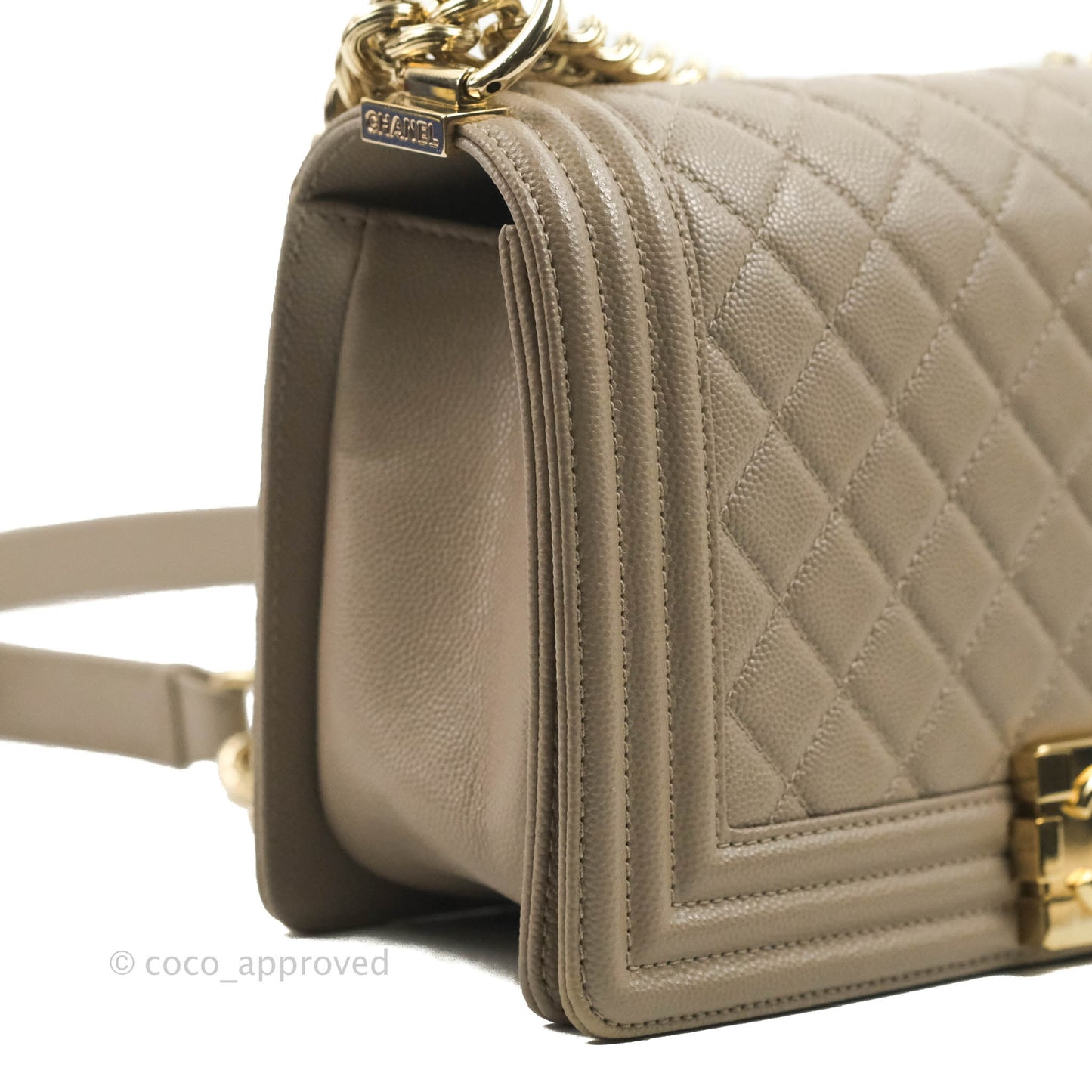 Chanel Quilted Medium Boy Grey Caviar Gold Hardware