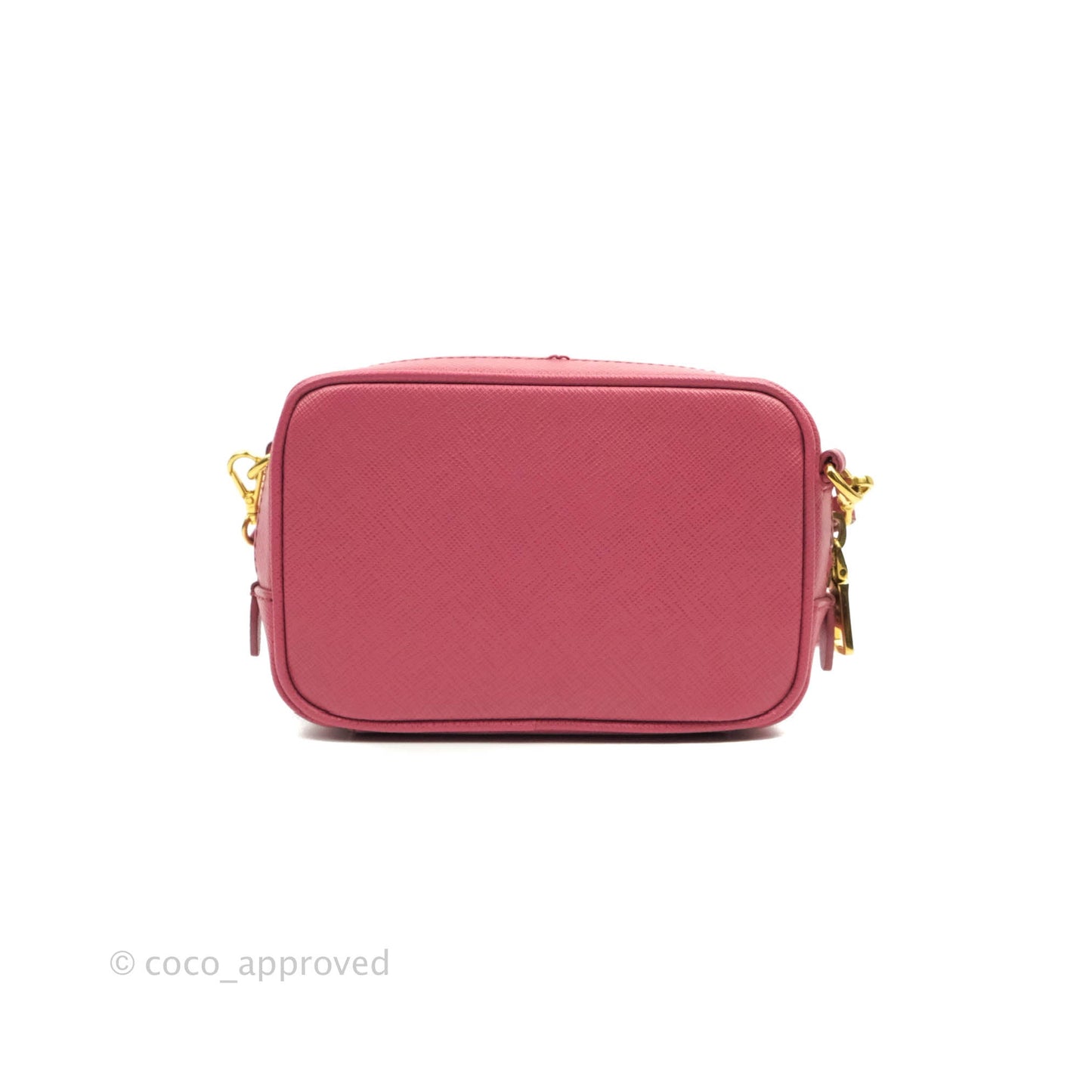 Prada Saffiano Mini Camera Bag in Red Gold Hardware