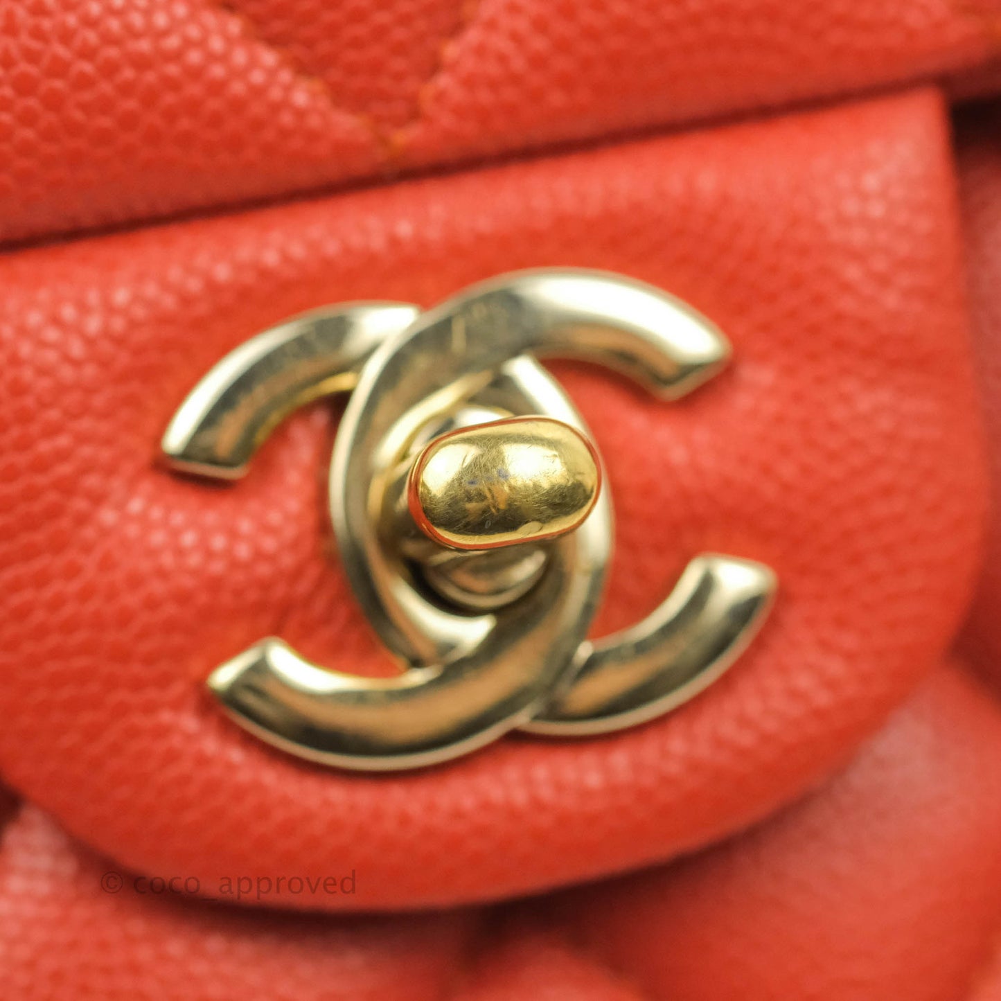 Chanel S/M Small Classic Quilted Flap Orange Caviar Gold Hardware 17B