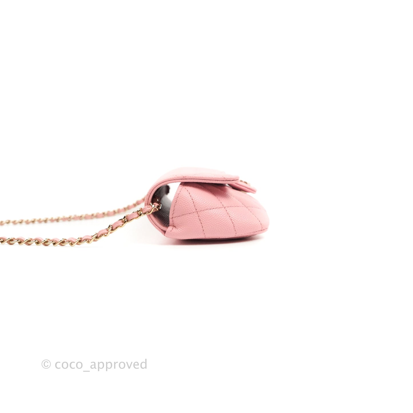 Chanel Quilted Glasses Case With Chain Pink Caviar Gold Hardware