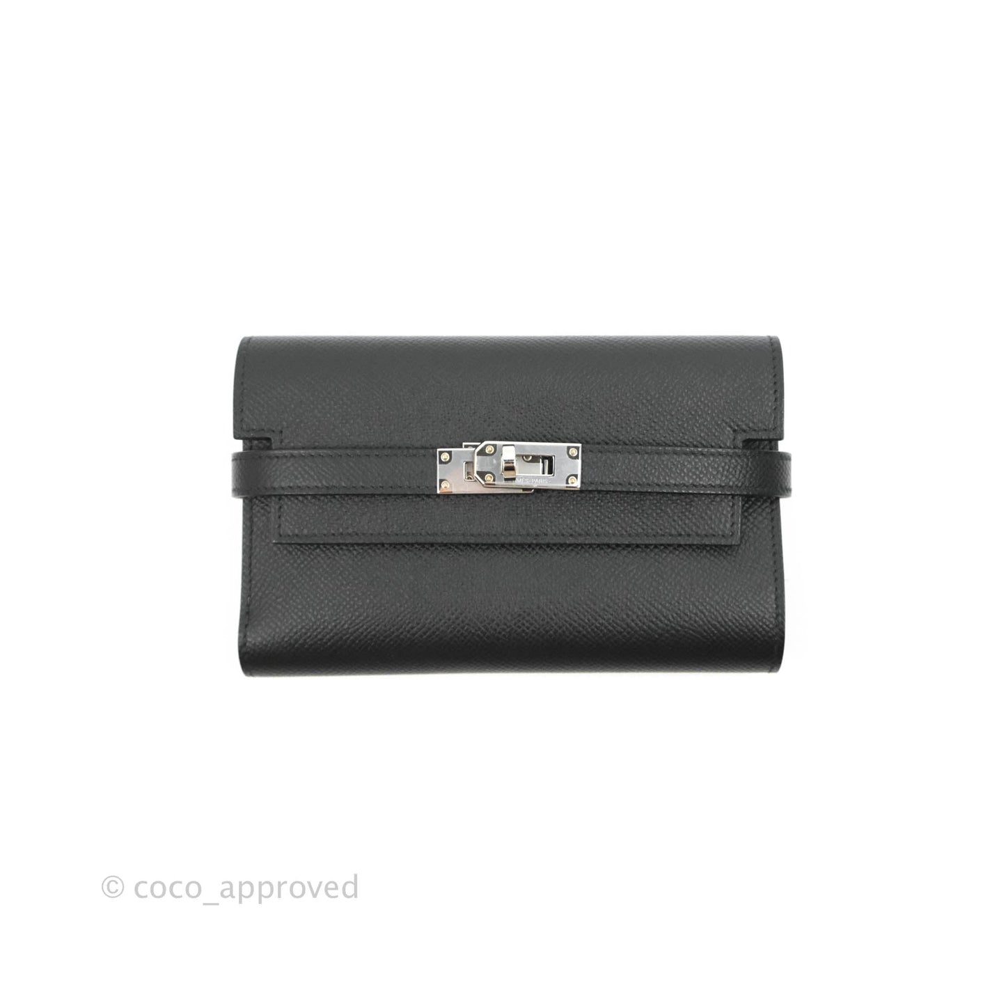 Hermès Small Kelly Wallet Black Epsom Palladium Hardware
