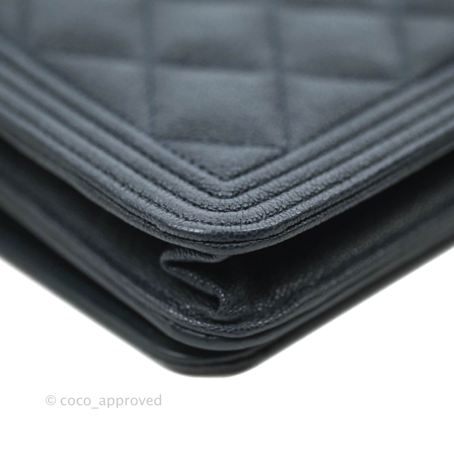 Chanel Quilted Boy Wallet on Chain WOC Navy Caviar Gold Hardware