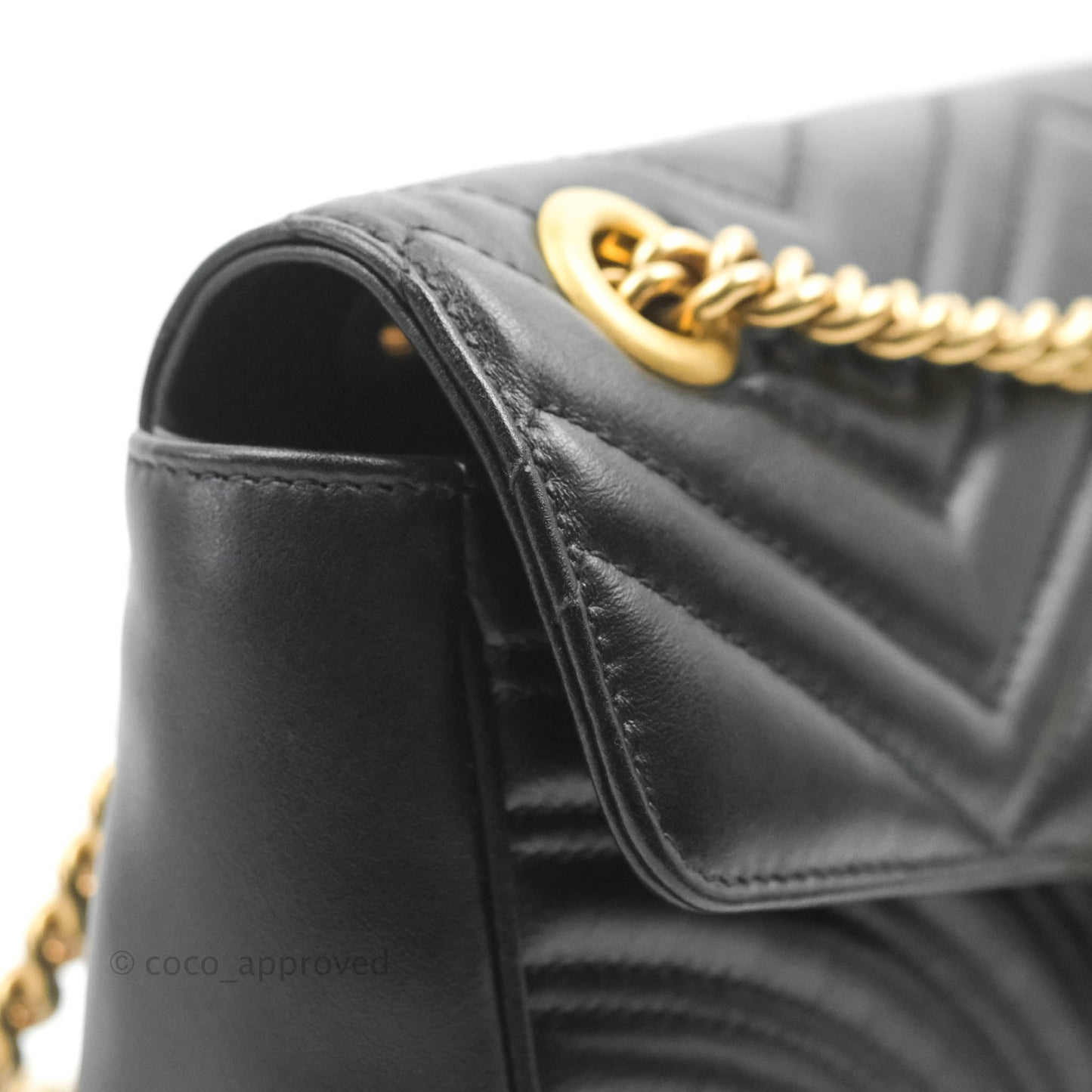 Gucci Small Marmont Black Calfskin Gold Hardware