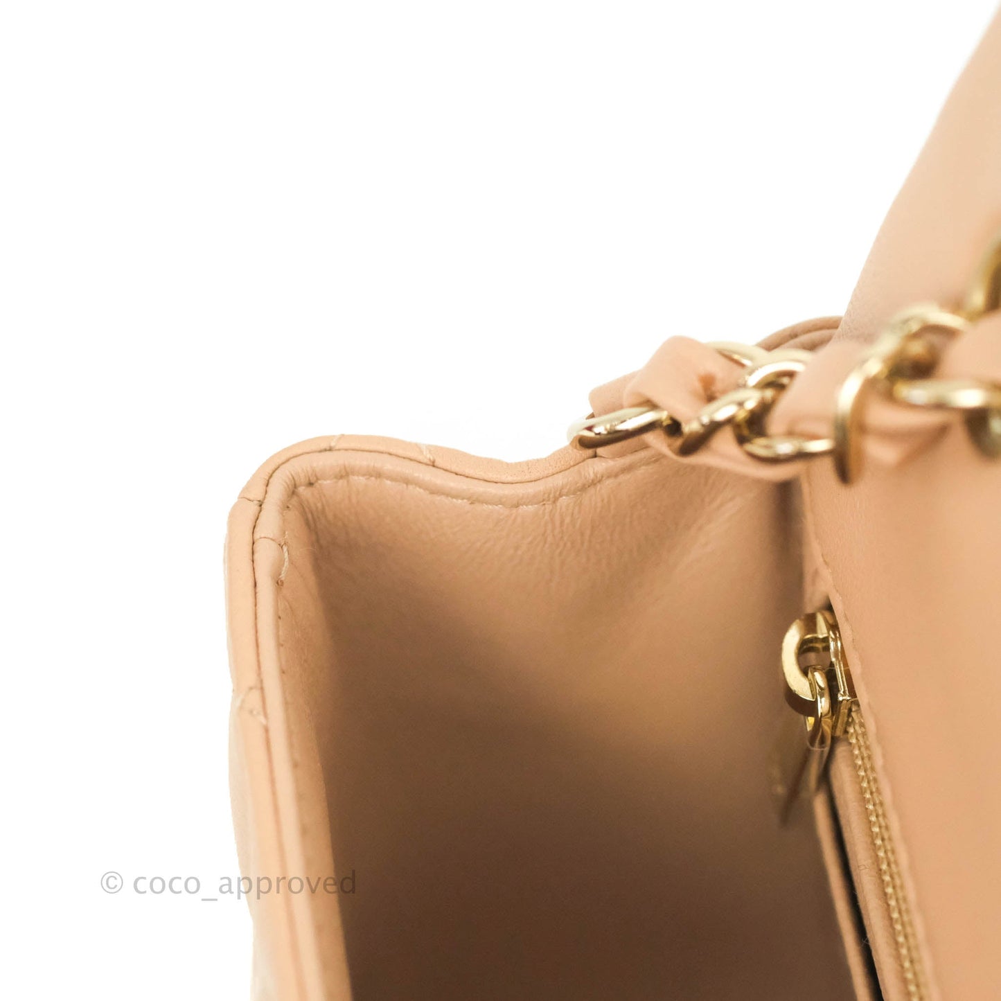 Chanel Quilted Mini Rectangular Flap Beige Lambskin Gold Hardware