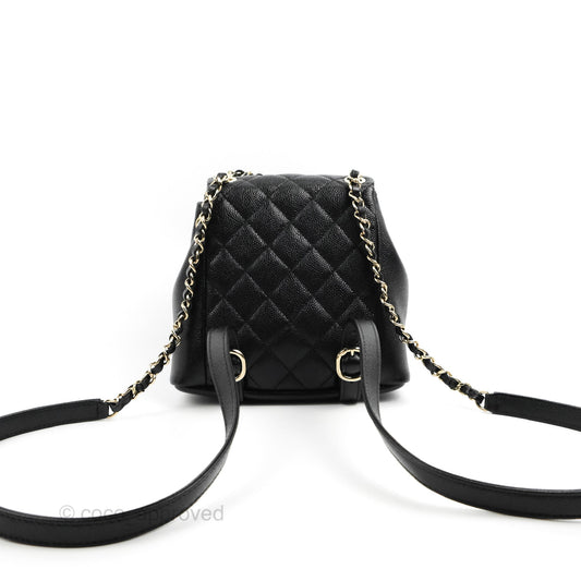 Chanel Duma Backpack Small Black Caviar Gold Hardware 23P