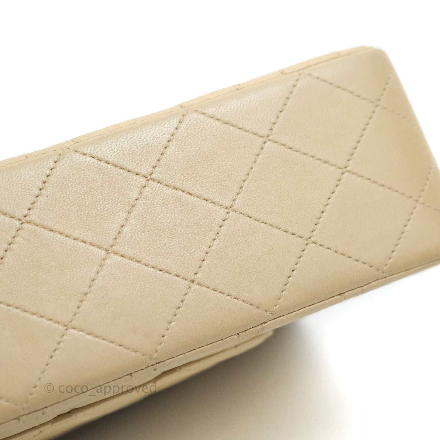 Chanel Vintage Medium Classic Flap Light Beige Lambskin 24K Gold Hardware