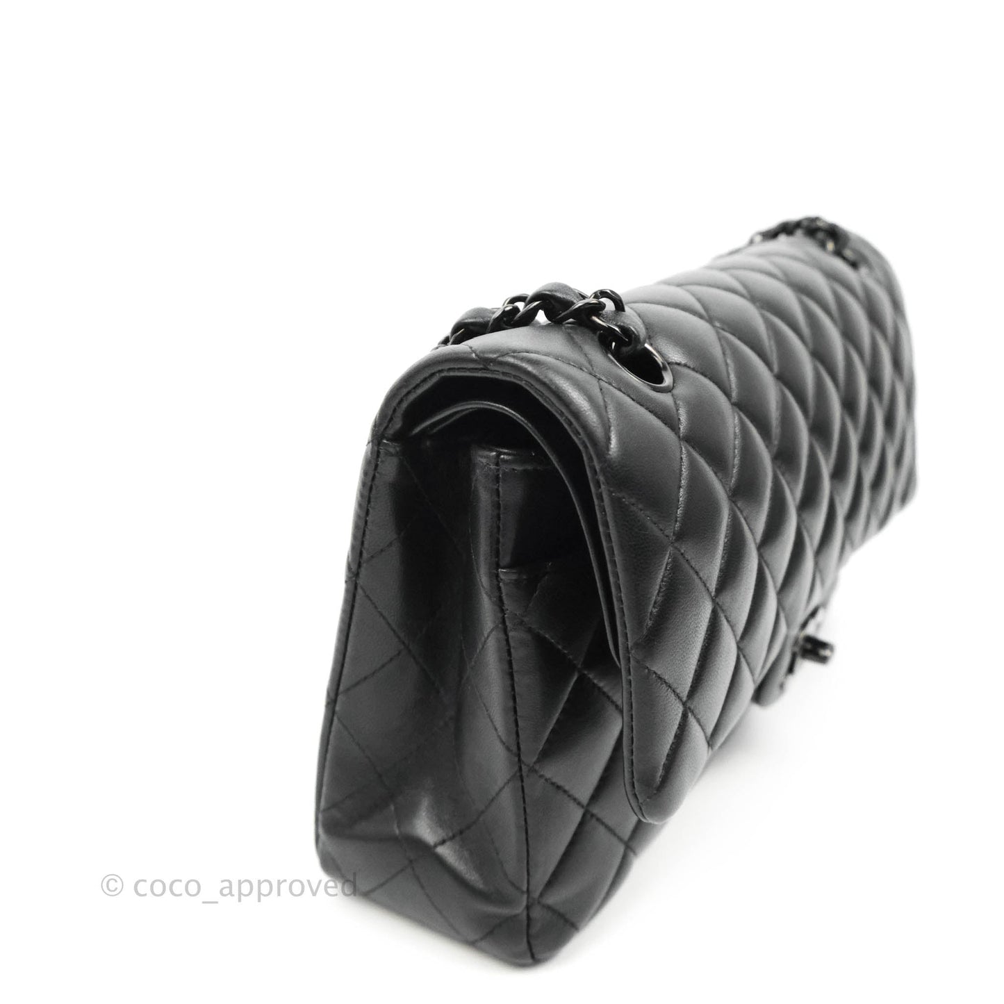 Chanel Classic Quilted M/L Medium Double Flap So Black Lambskin