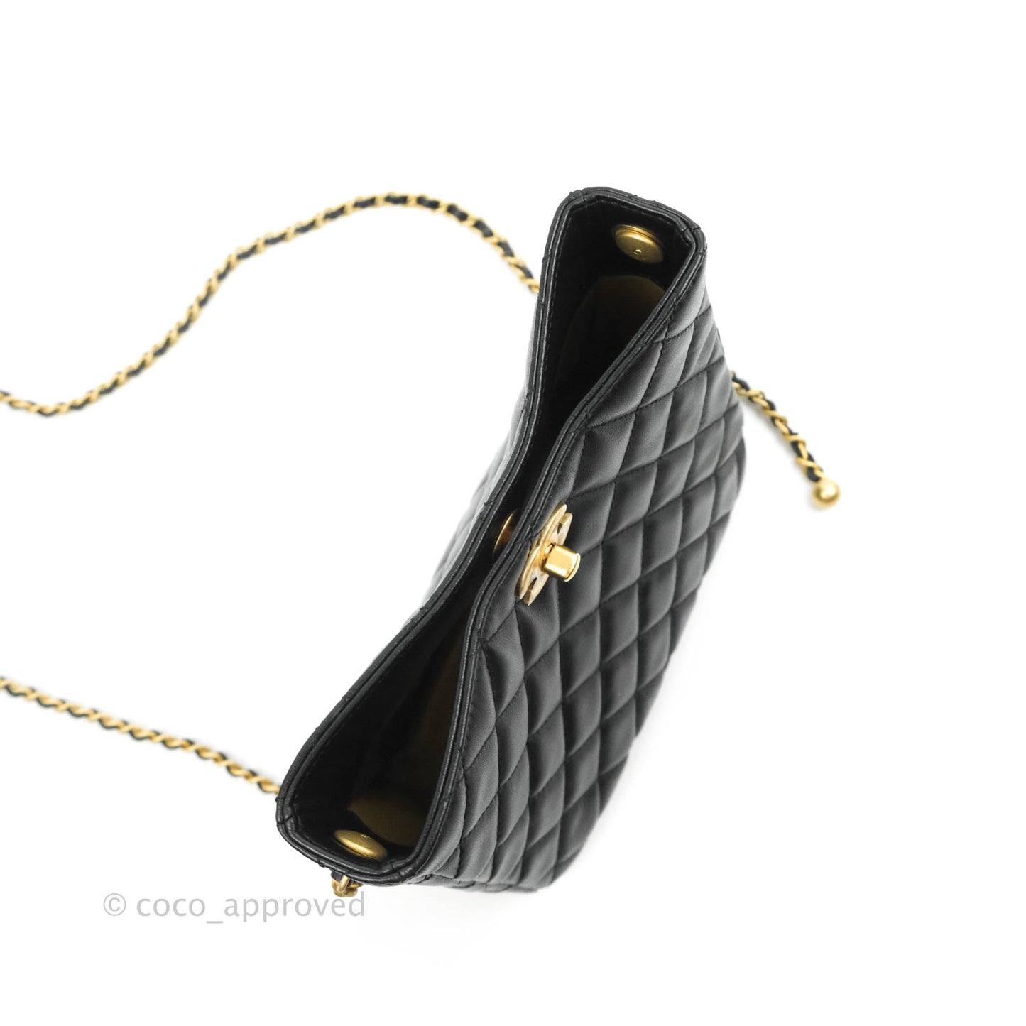 Chanel Black Pearl Crush Hobo Bag Lambskin Aged Gold Hardware