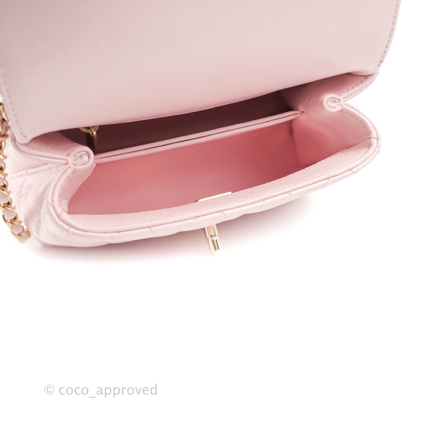 Chanel Mini Coco Handle Quilted Light Pink Caviar Gold Hardware