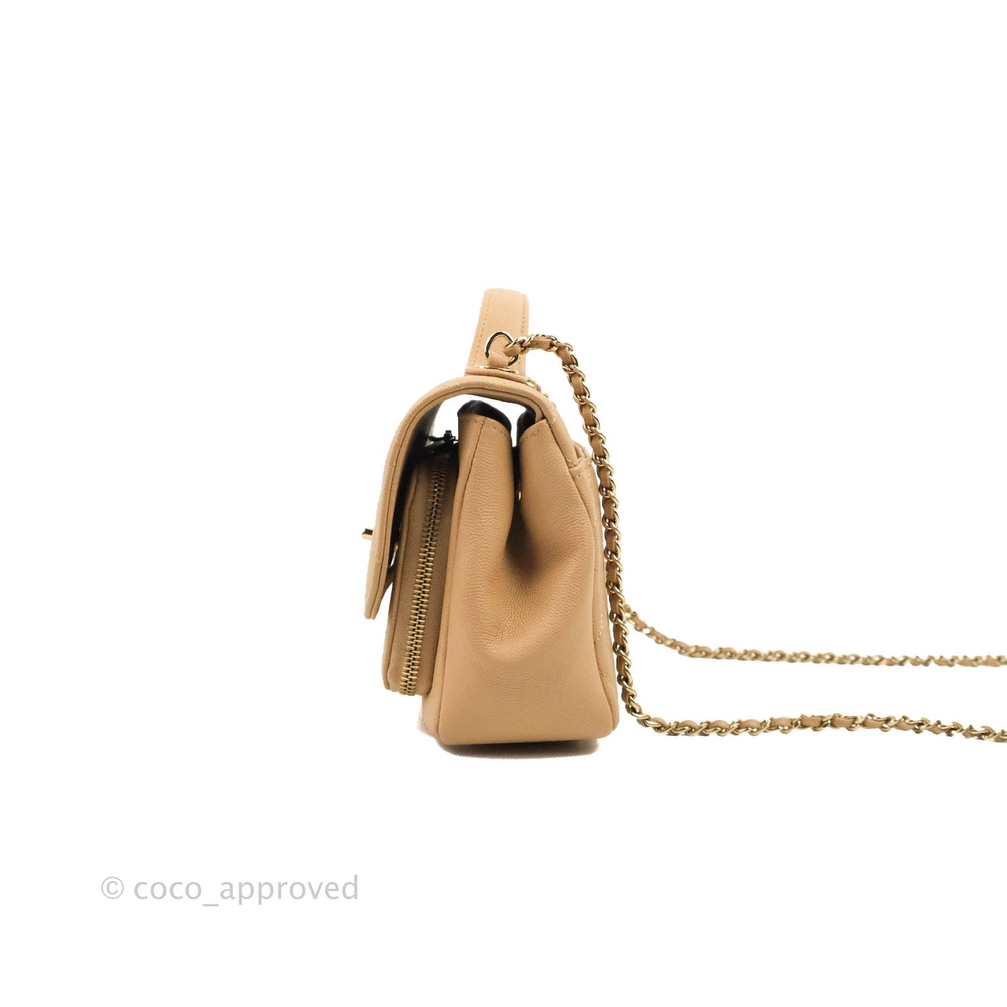 Chanel Quilted Small Business Affinity Flap Beige Caviar Gold Hardware