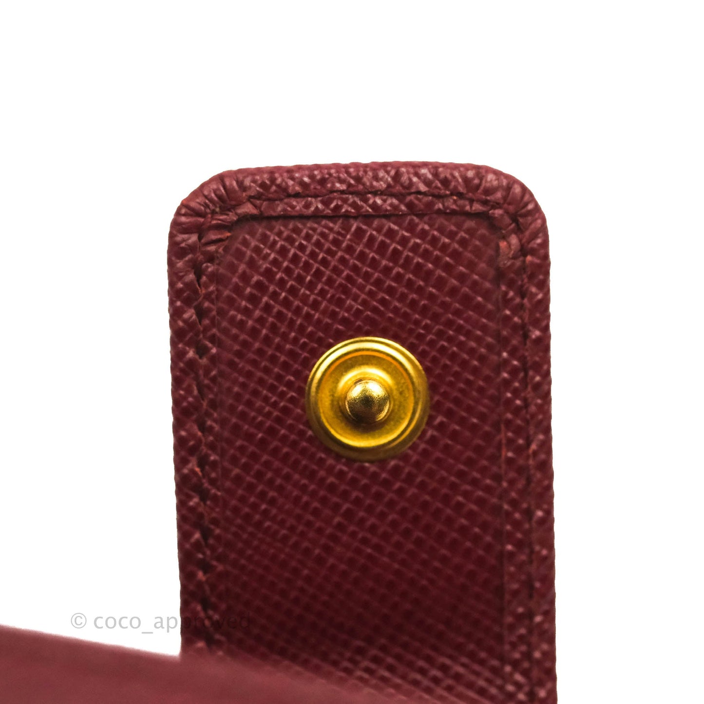 Prada Saffiano and Leather Card Holder Red Gold Hardware