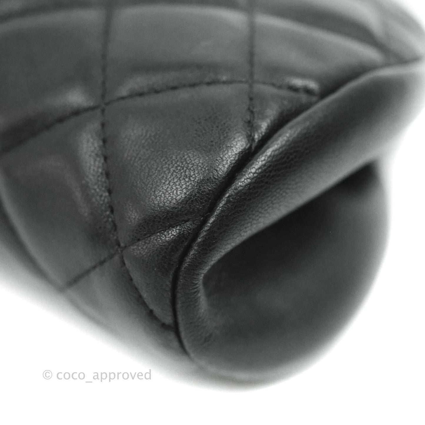 Chanel Quilted Timeless Kisslock Clutch Black Lambskin Silver Hardware