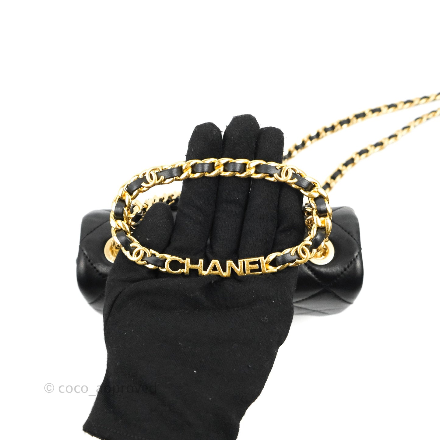Chanel Quilted Mini Flap Bag With Chanel Logo Top Handle Lambskin Calfskin Mixed Fibers Gold Hardware