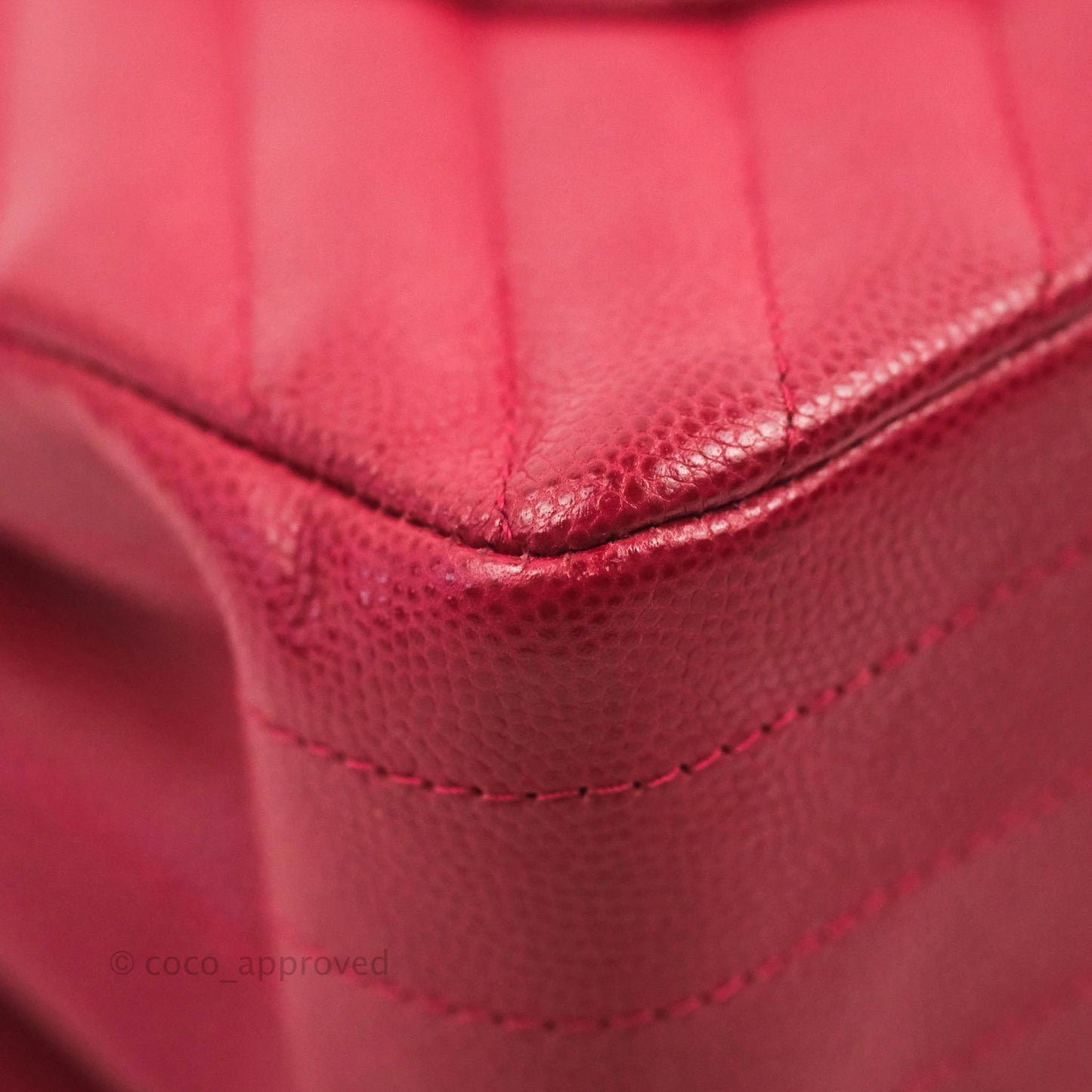 Chanel Classic M/L Medium Chevron Double Flap Cherry Red Caviar Gold Hardware