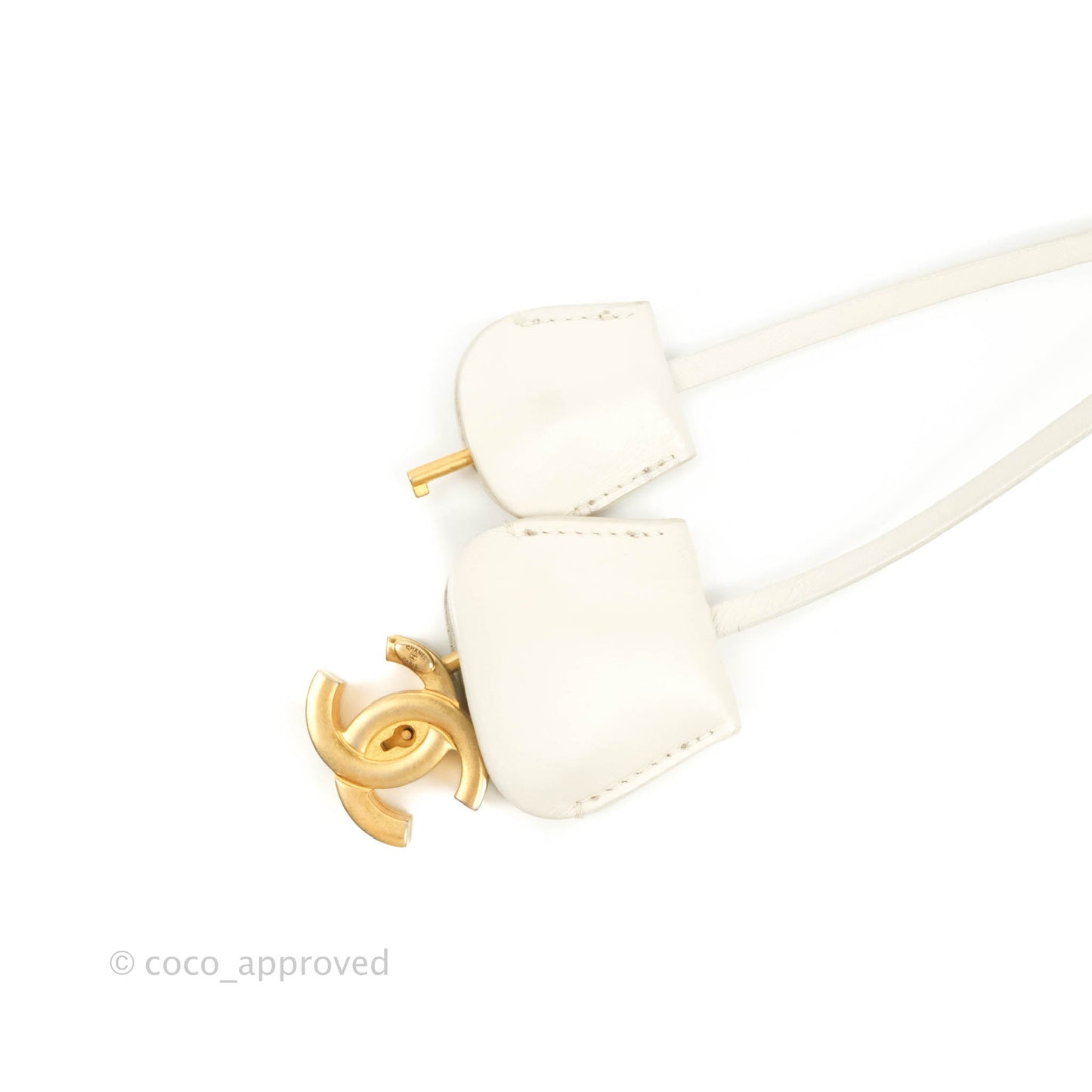 Chanel Quilted Medium CC Filigree Vanity Case White Caviar Aged Gold Hardware
