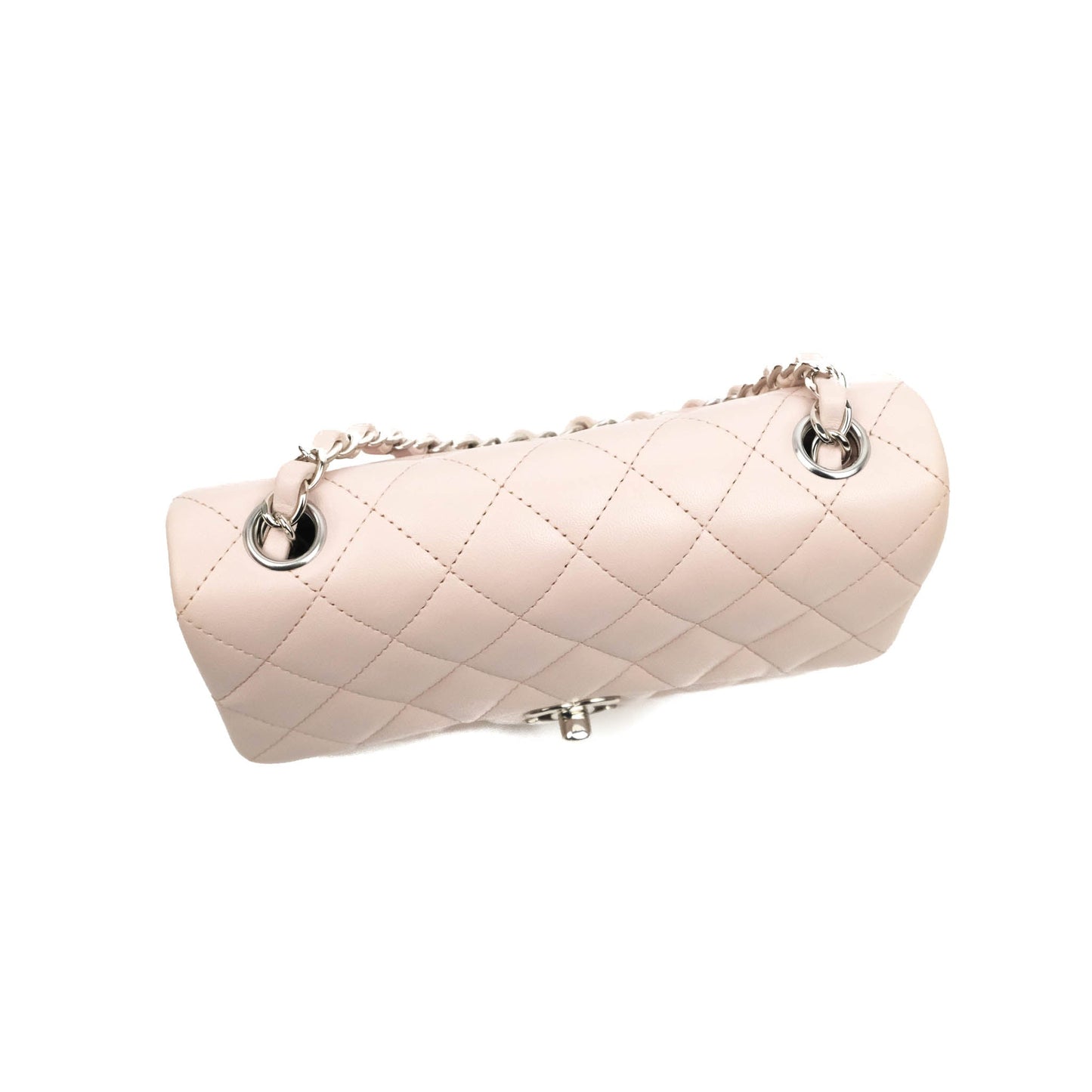 Chanel Quilted Mini Rectangular Flap Light Pink Lambskin Silver Hardware