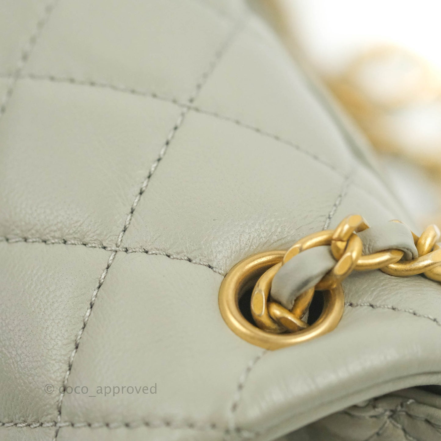 Chanel Mini Rectangular Pearl Crush Quilted Grey Lambskin Aged Gold Hardware 22C