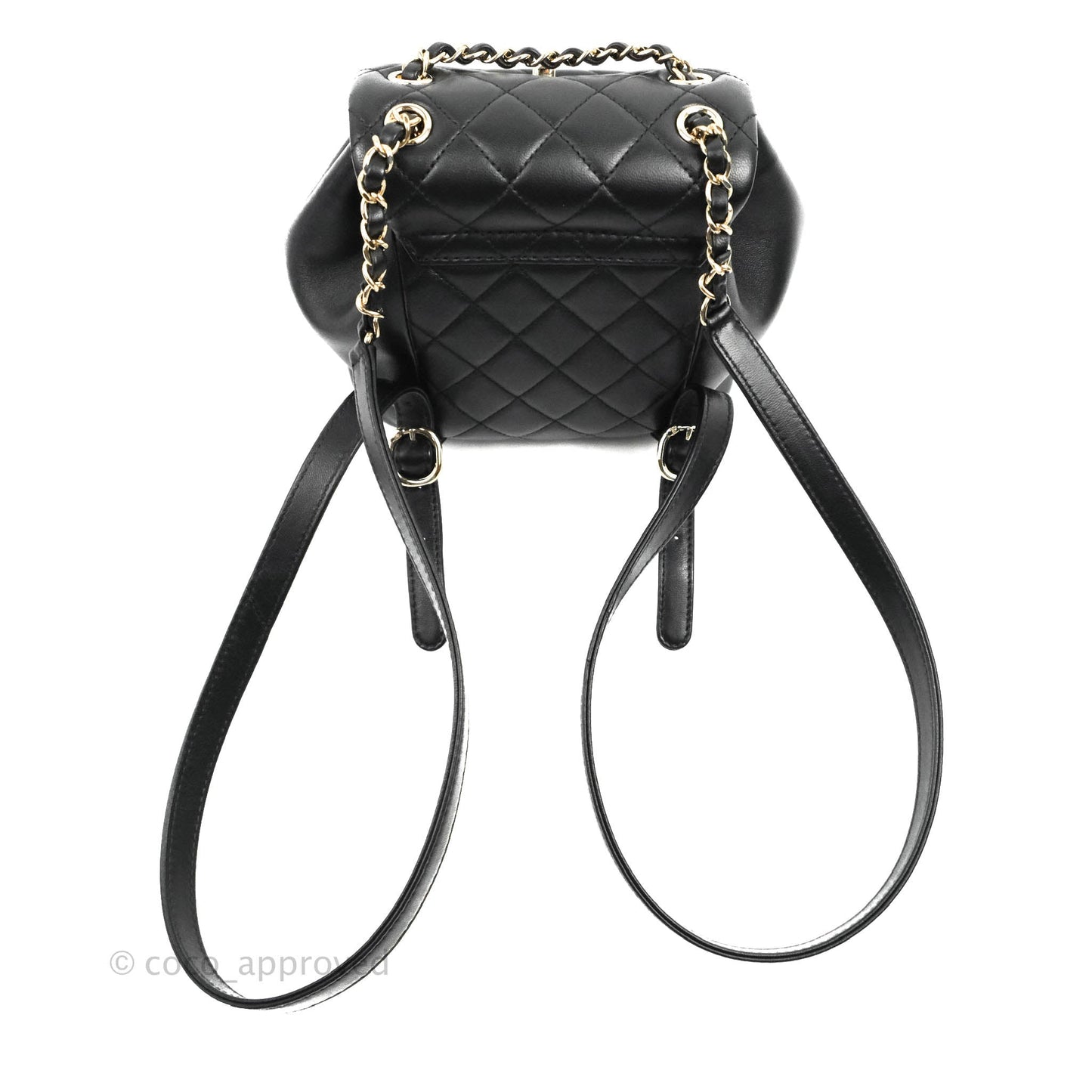 Chanel Quilted Small Duma Drawstring Backpack Black Lambskin 22A