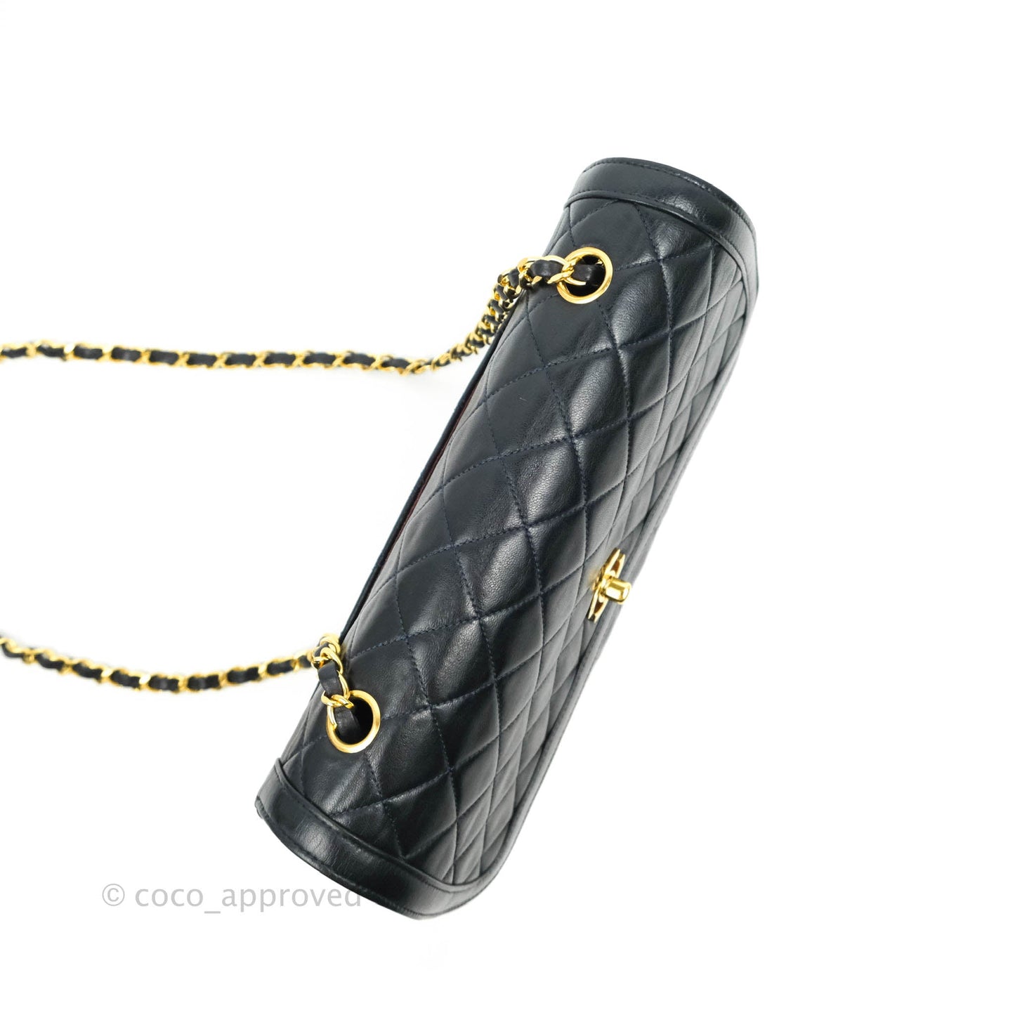 Chanel Vintage Quilted Flap Bag Navy Lambskin 24K Gold Hardware