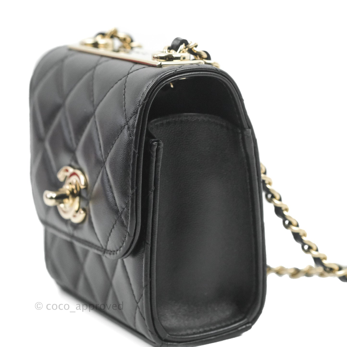 Chanel Mini Quilted Trendy CC Clutch With Chain Black Lambskin Gold Hardware