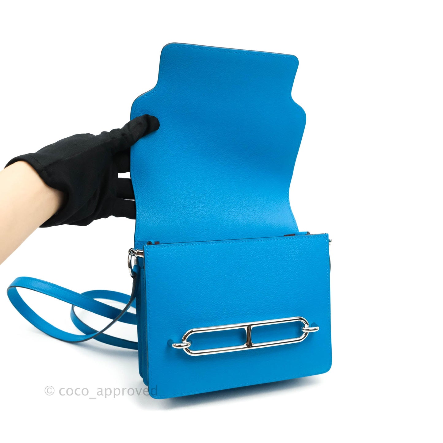 Hermès Roulis Mini 18 Bleu Frida Evercolor Palladium Hardware