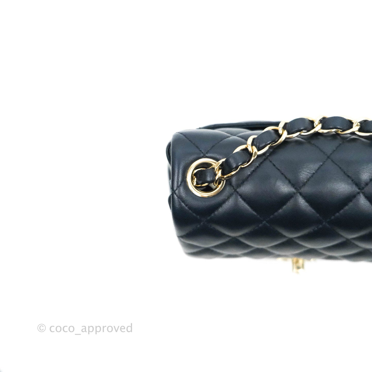 Chanel Quilted Mini Square Navy Lambskin Gold Hardware