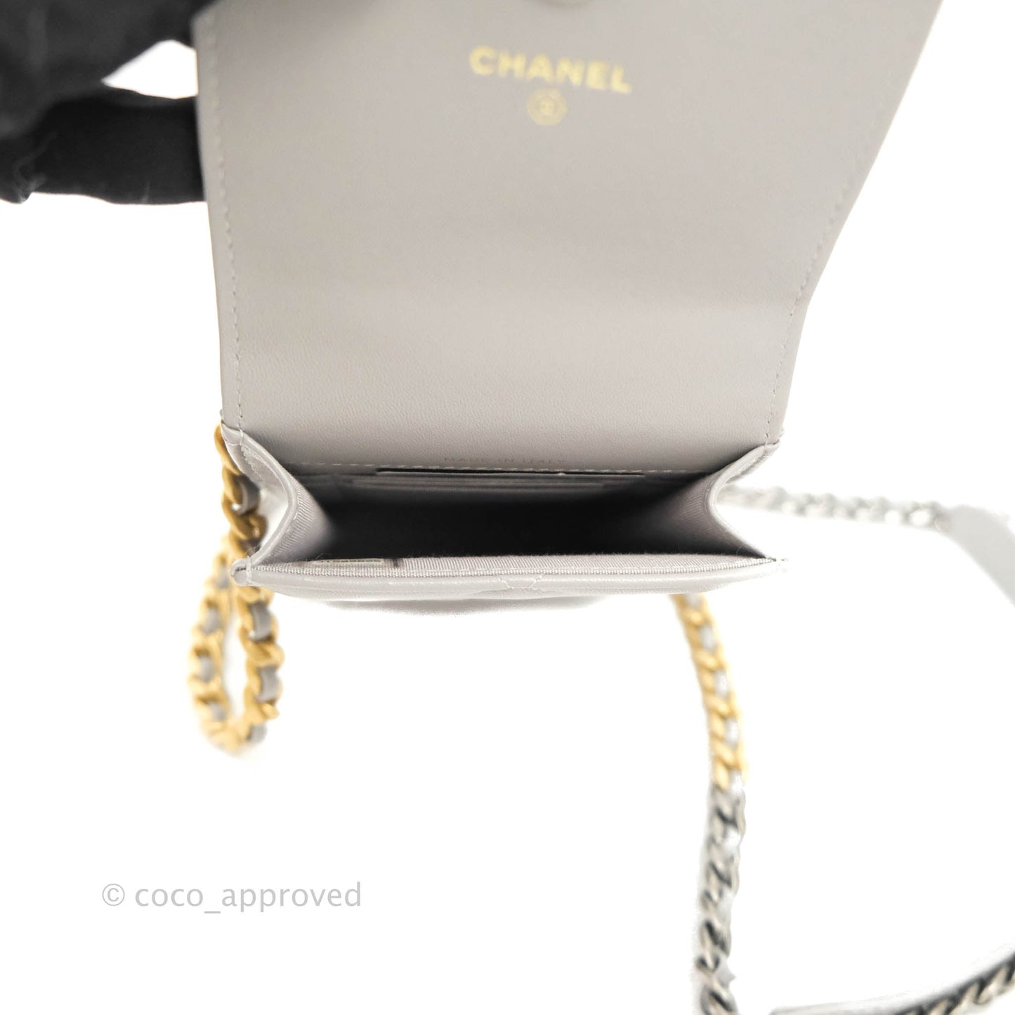 Chanel 19 Phone Holder Grey Mixed Hardware