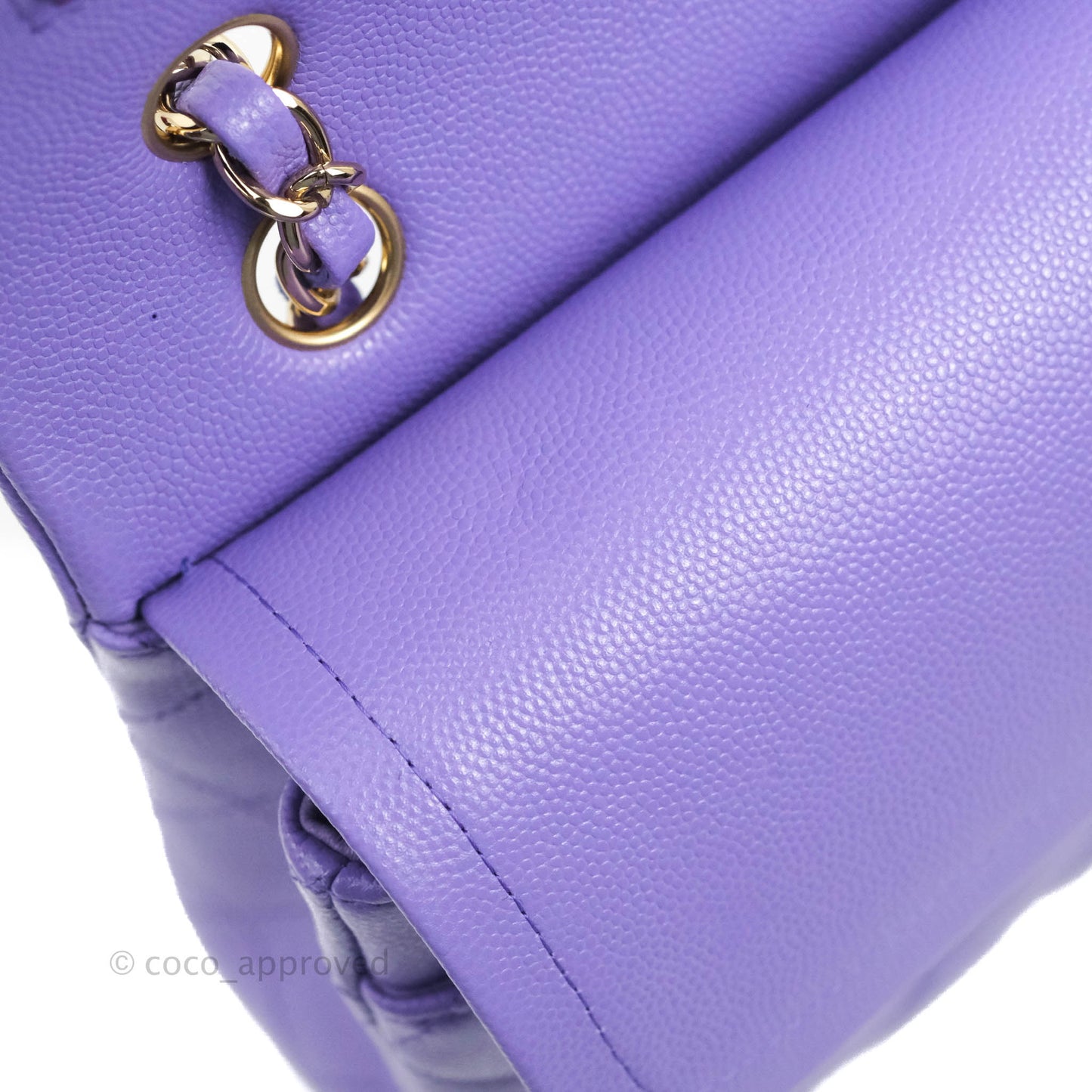 Chanel Classic M/L Medium Flap Quilted Purple Caviar Gold Hardware 20S