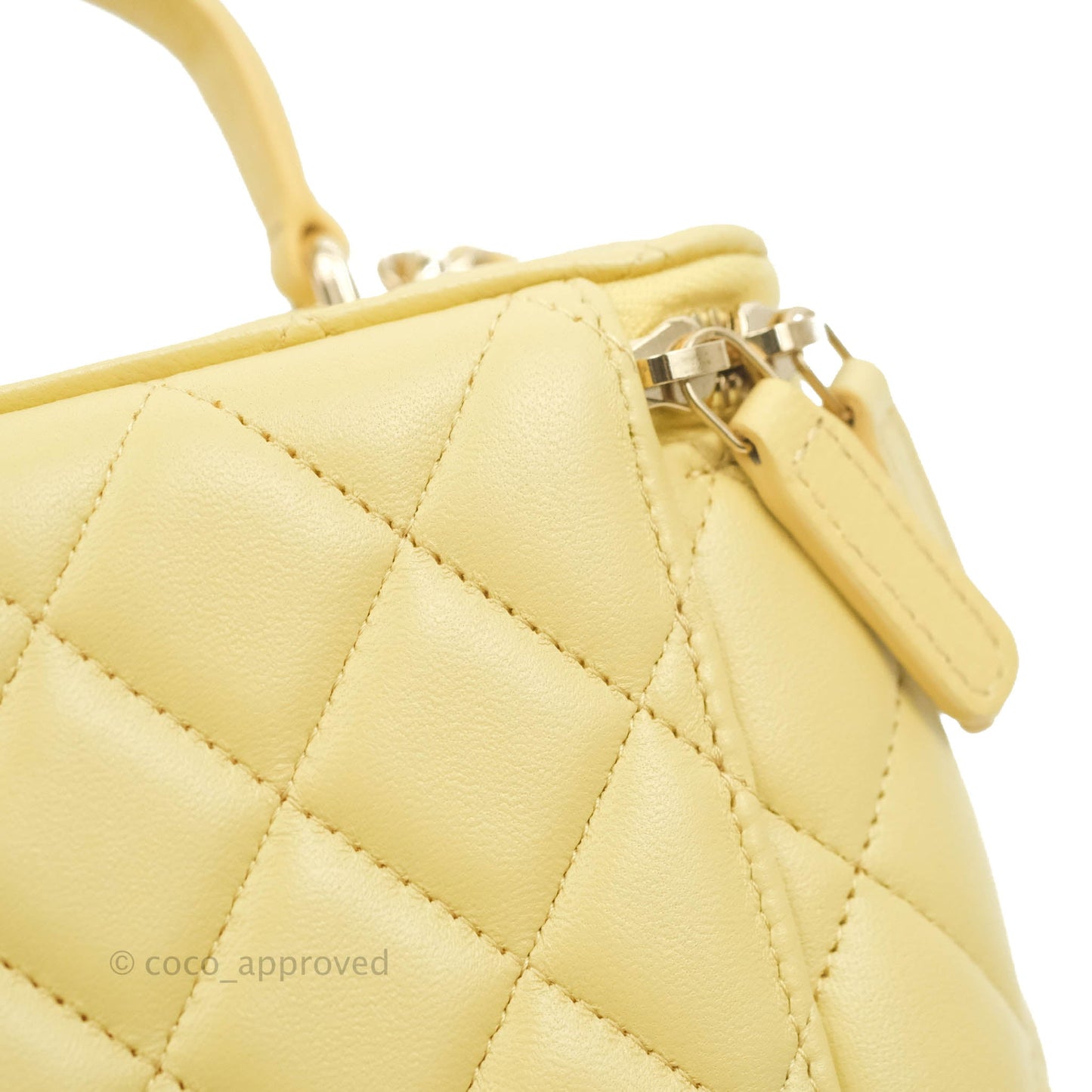 Chanel Vanity Rectangular Top Handle Yellow Lambskin Gold Hardware