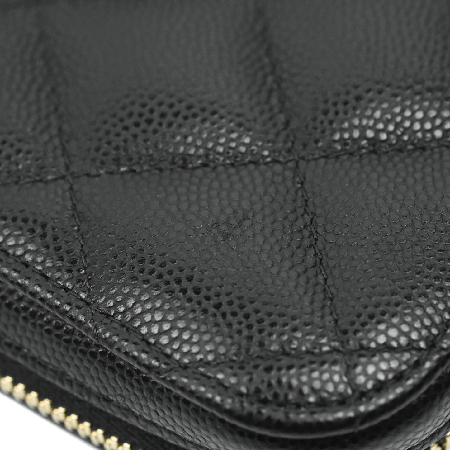 Chanel Quilted Phone Holder Black Caviar Gold Hardware