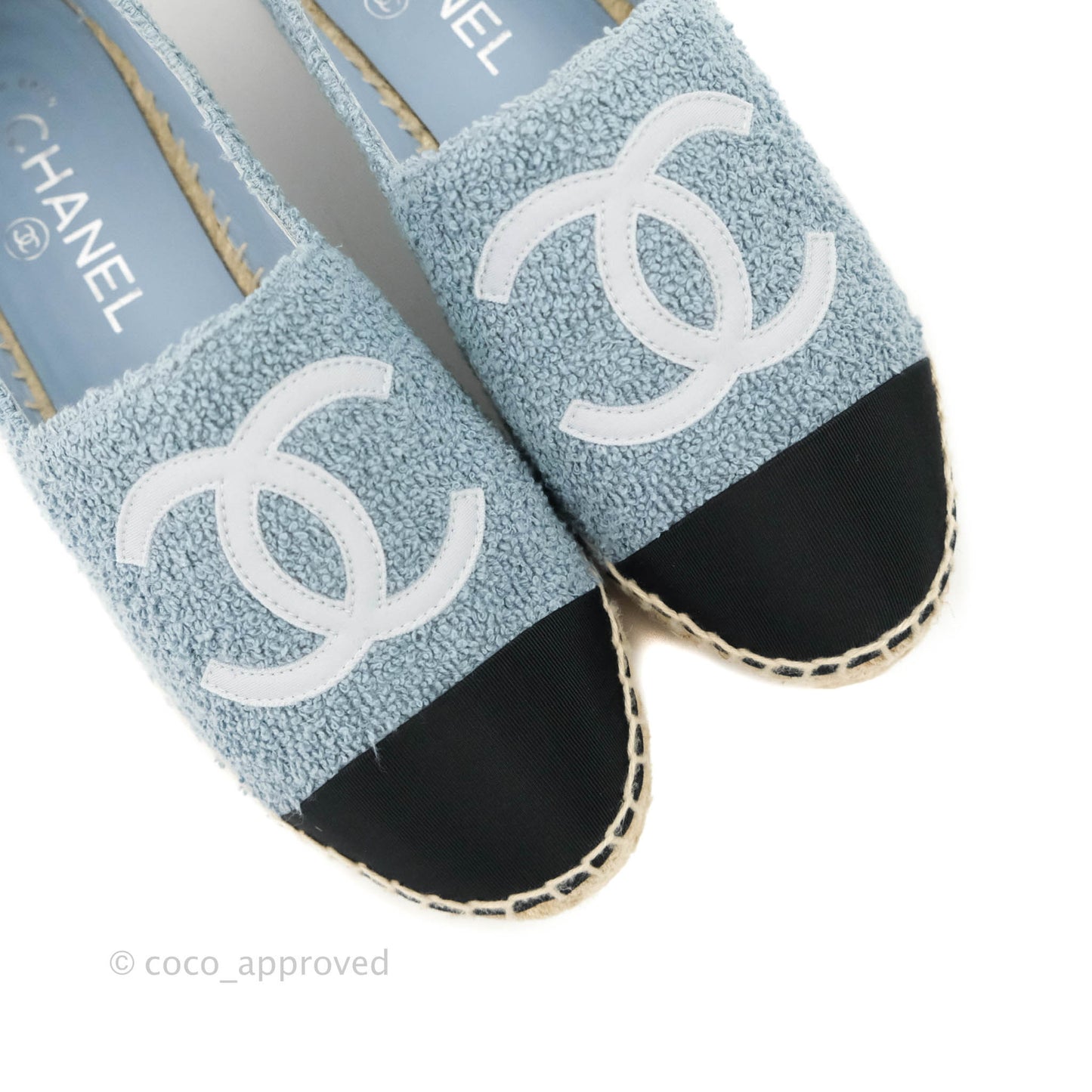 Chanel Espadrille Black Blue Tweed Size 37