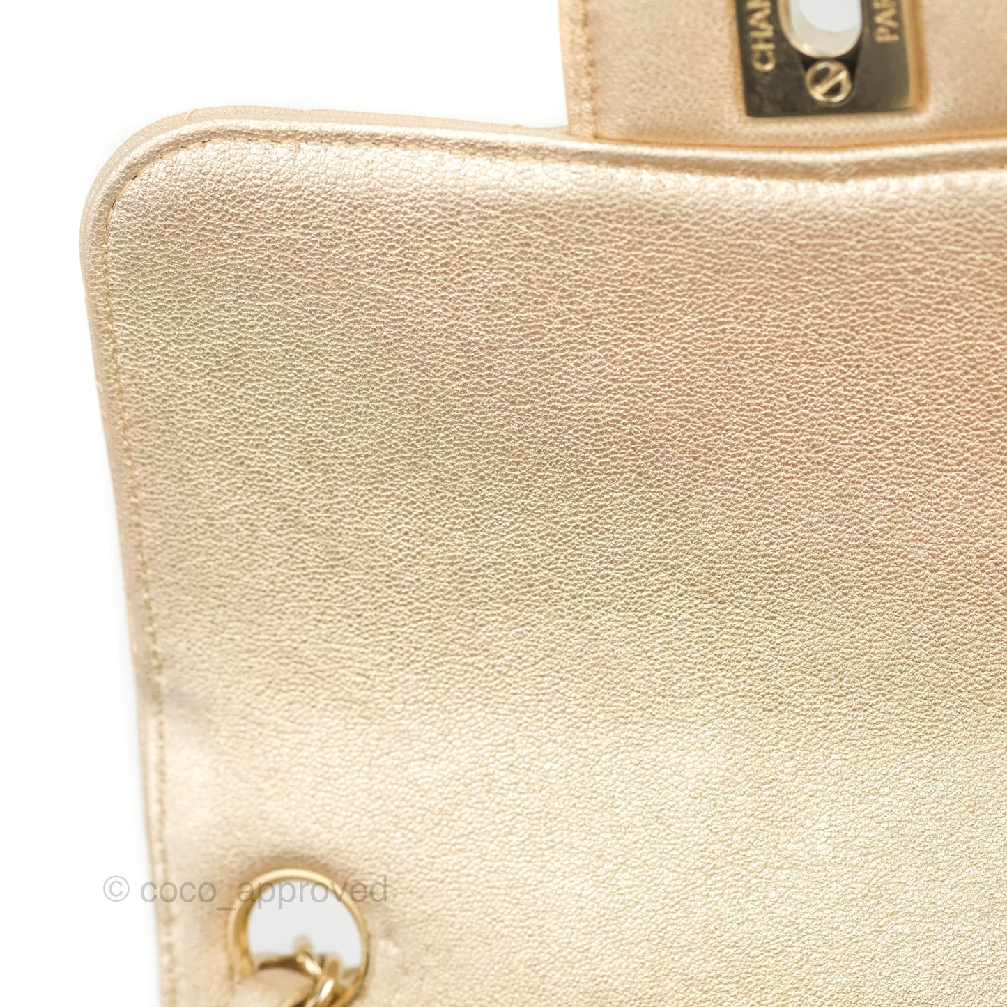 Chanel Quilted Mini Square Iridescent Gold Lambskin Gold Hardware 21P