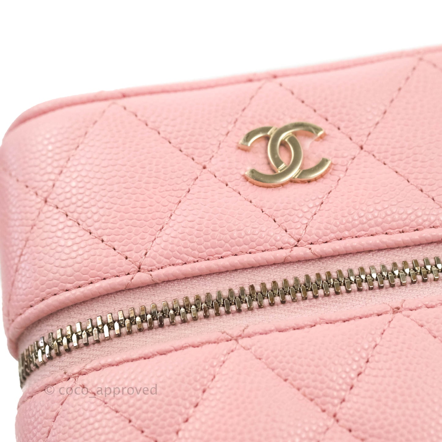 Chanel Vanity Phone Holder With Chain Pink Caviar Gold Hardware