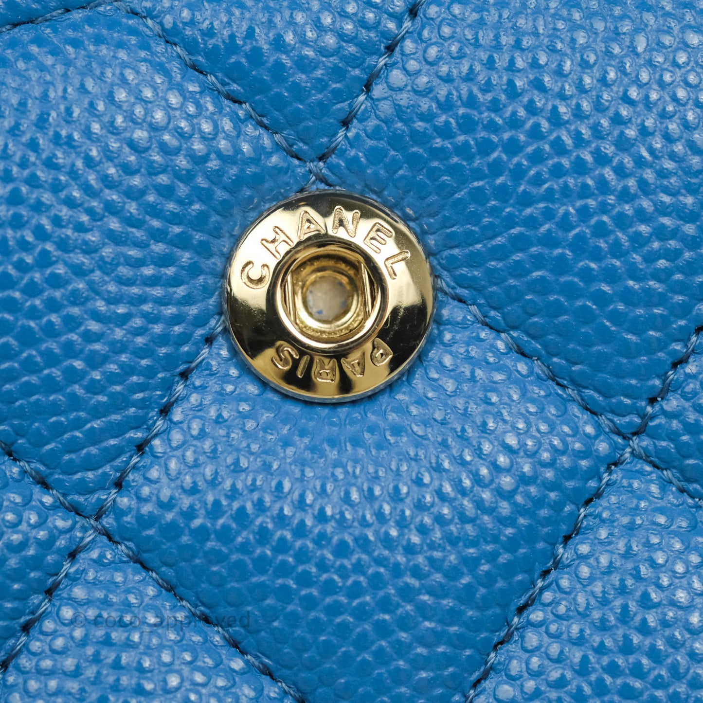 Chanel Classic M/L Medium Flap Quilted Blue Caviar Gold Hardware