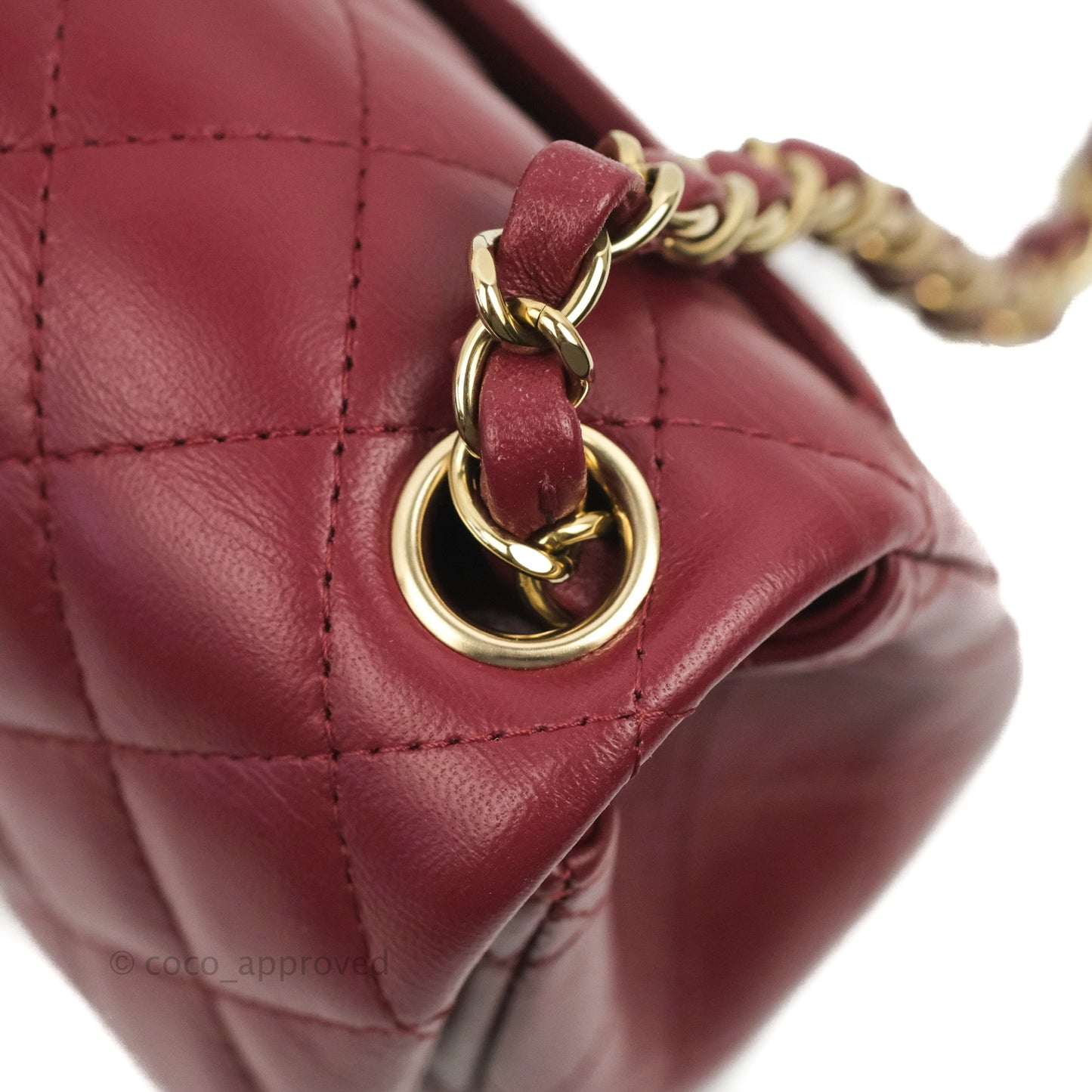 Chanel Quilted Mini Square Burgundy Lambskin Gold Hardware