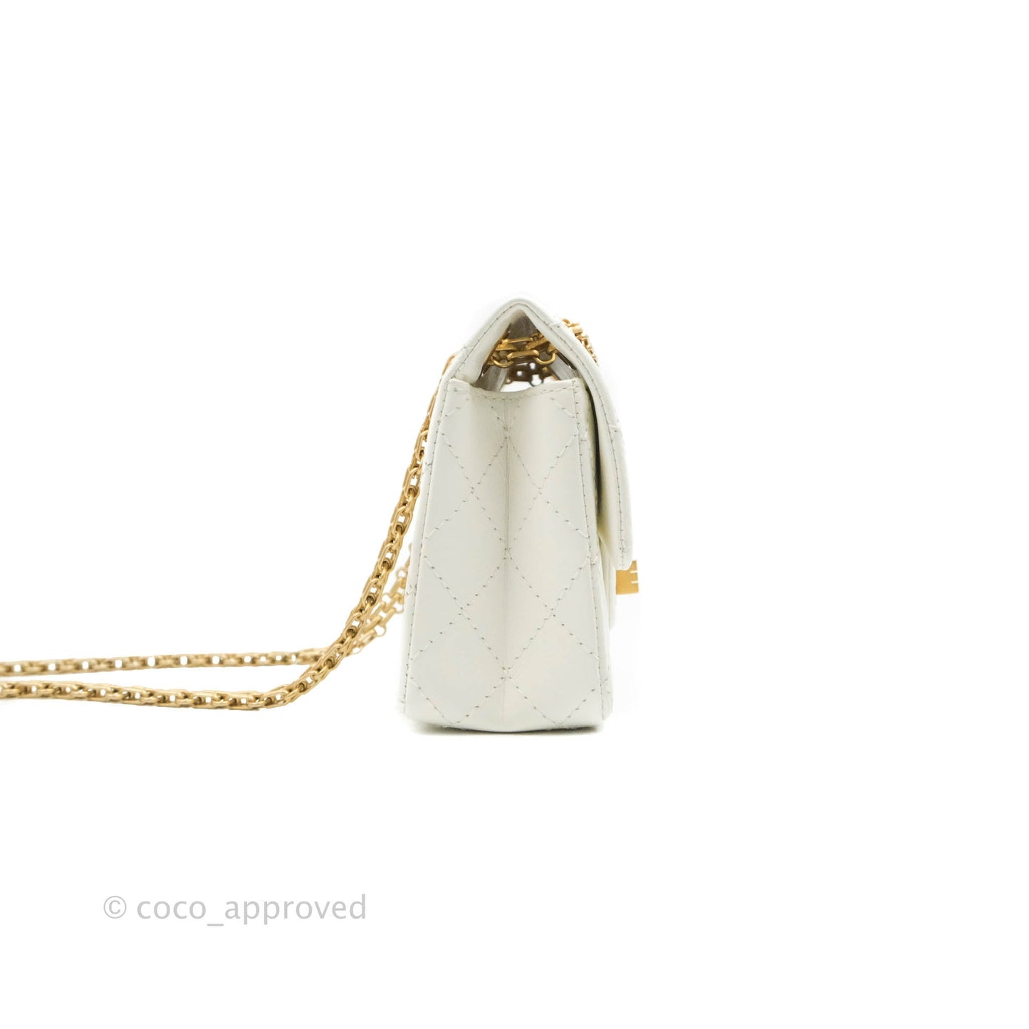 Chanel Mini Reissue 224 White Aged Calfskin Aged Gold Hardware