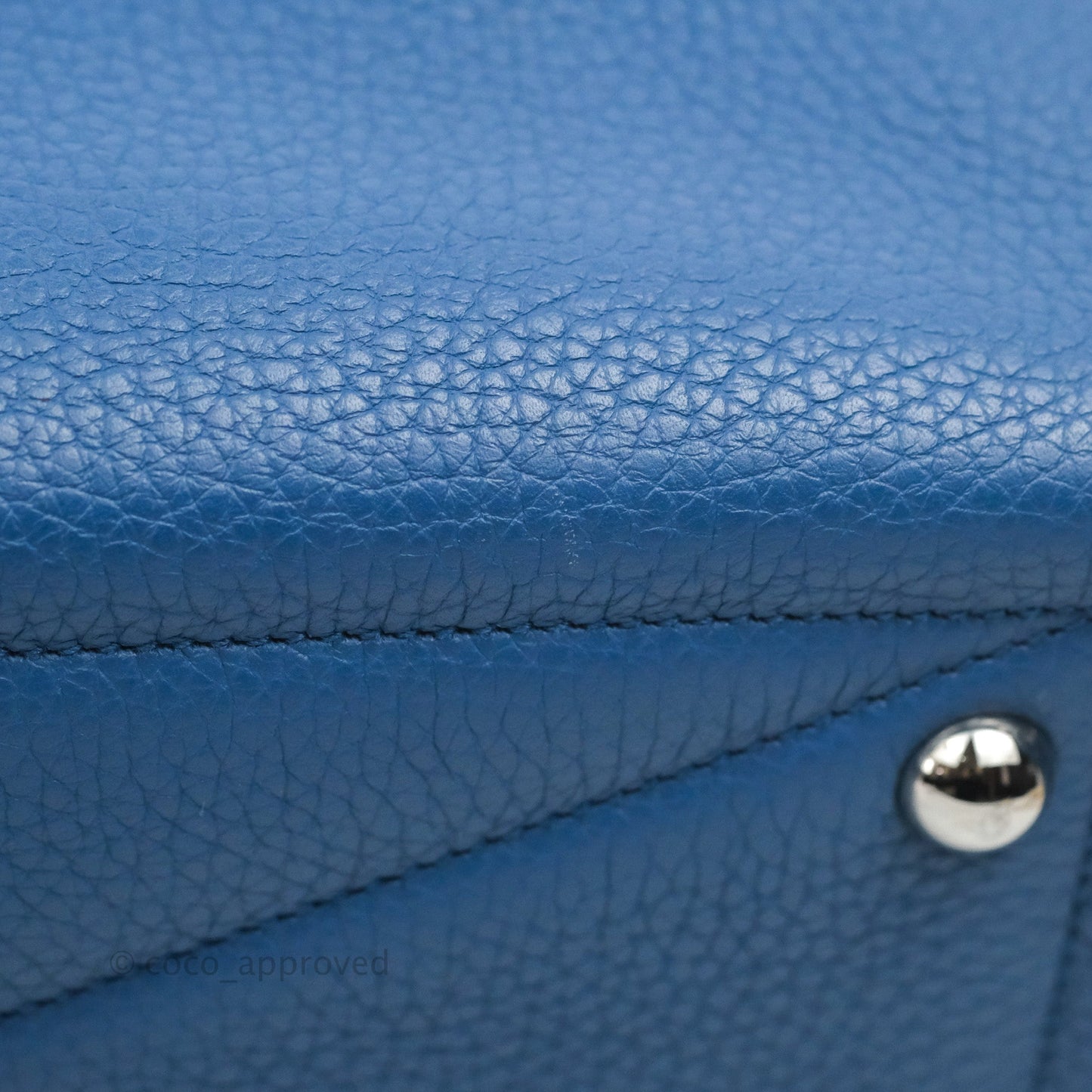 Hermes Victoria II 35 Bag Blue Paradis Clemence Palladium Hardware