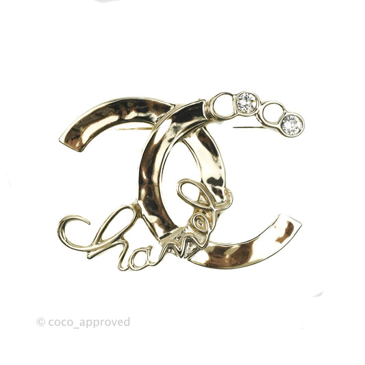 Chanel CC Coco Chanel Crystal Brooch Gold Tone 22P