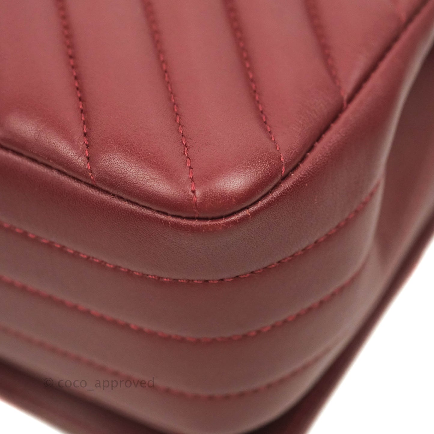 Chanel Small Statement Chevron Flap Bag Burgundy Lambskin Gold Hardware