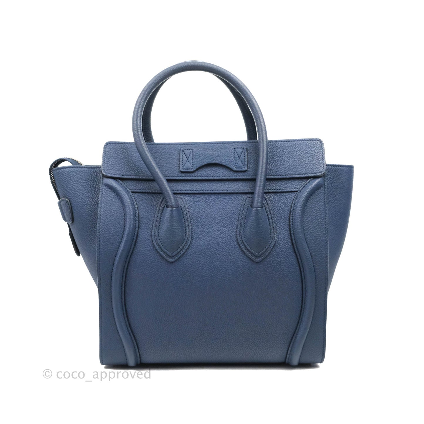 Celine Micro Luggage Handbag Navy Grained Calfskin Gold Hardware
